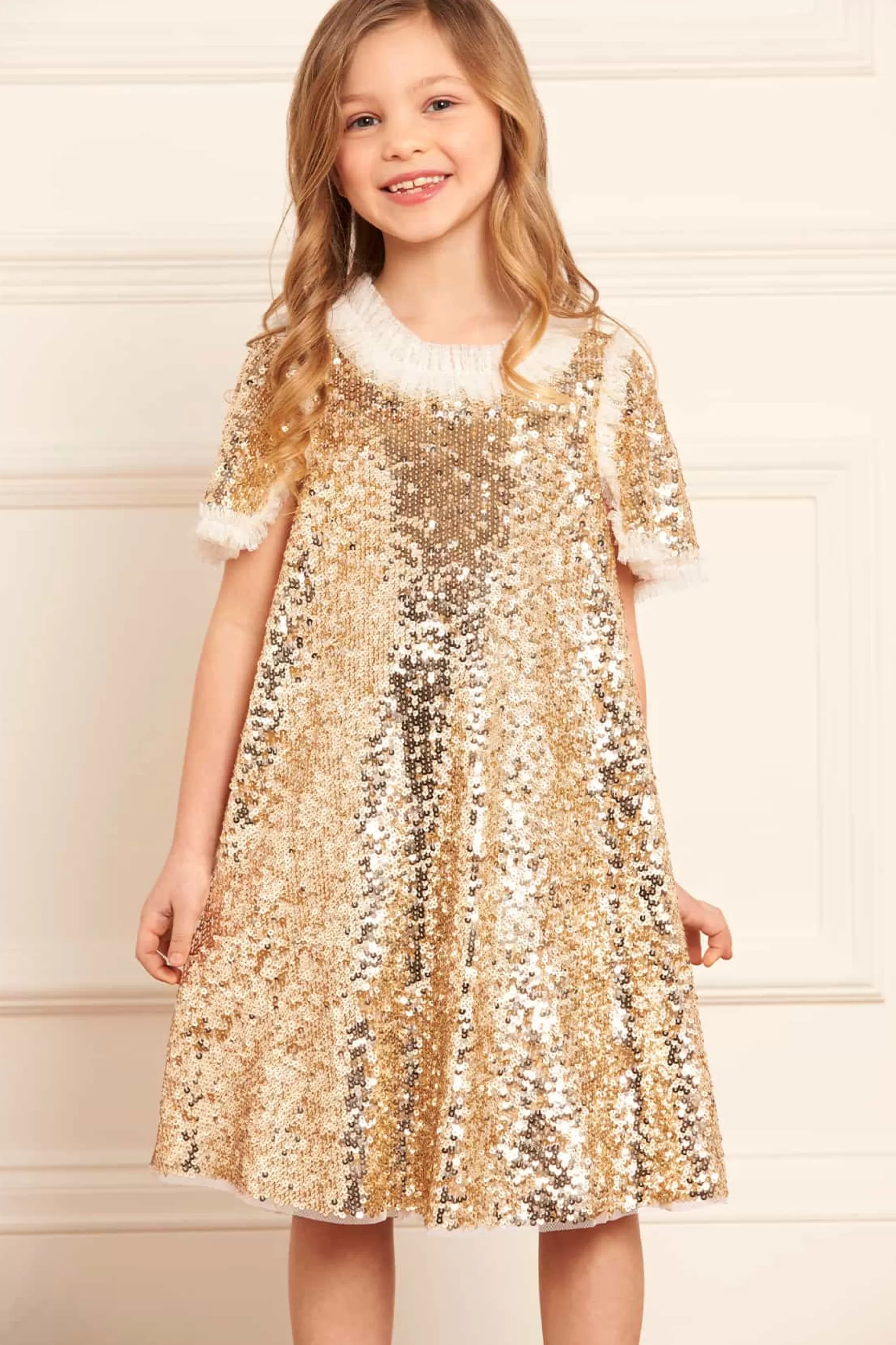 Needle & Thread Embellished Dresses | Responsibly Sourced>Matilda Kids Dress Gold