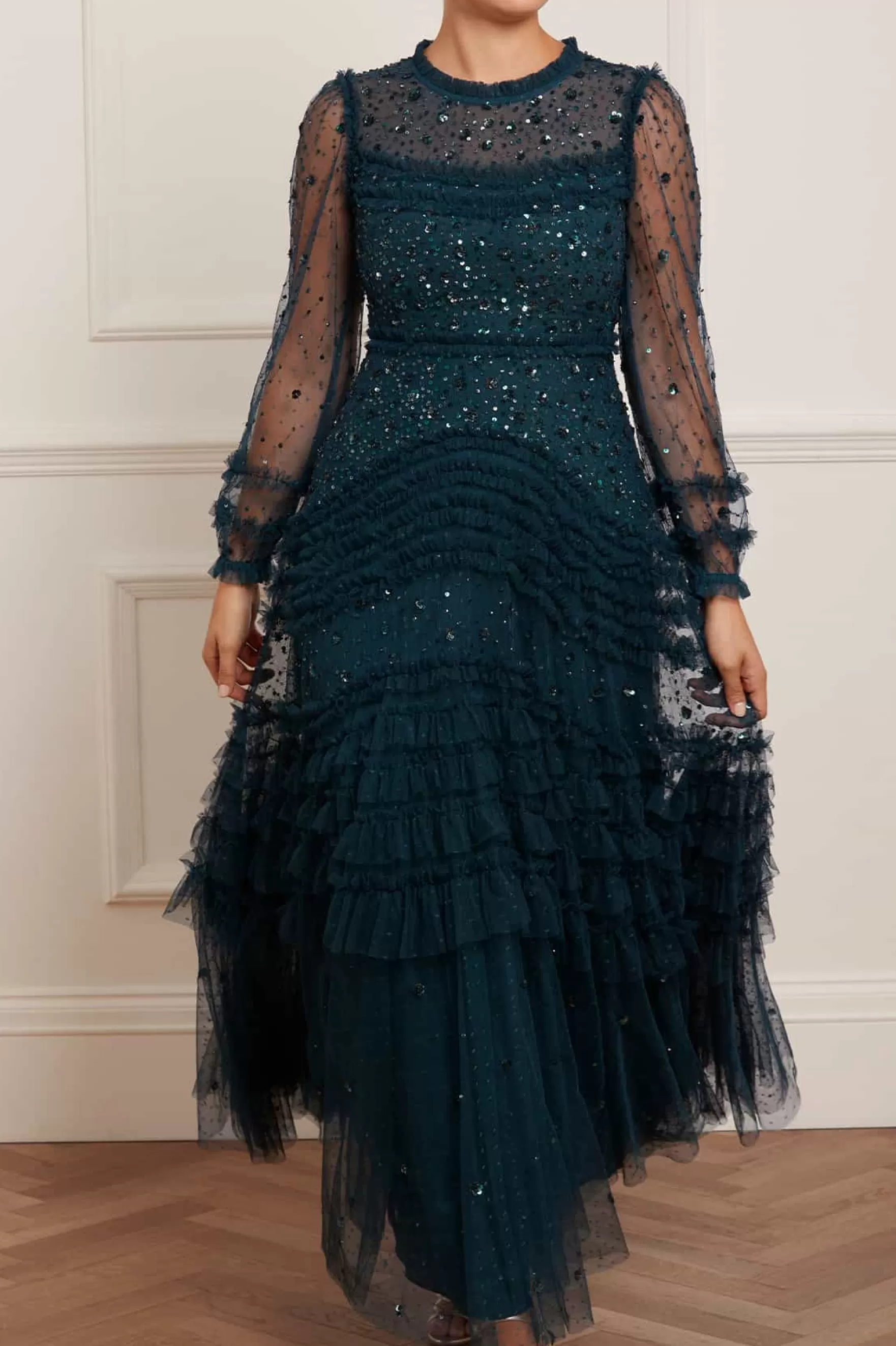 Needle & Thread Evening Dresses | Embellished Dresses>Maybelle Sequin Gown Green