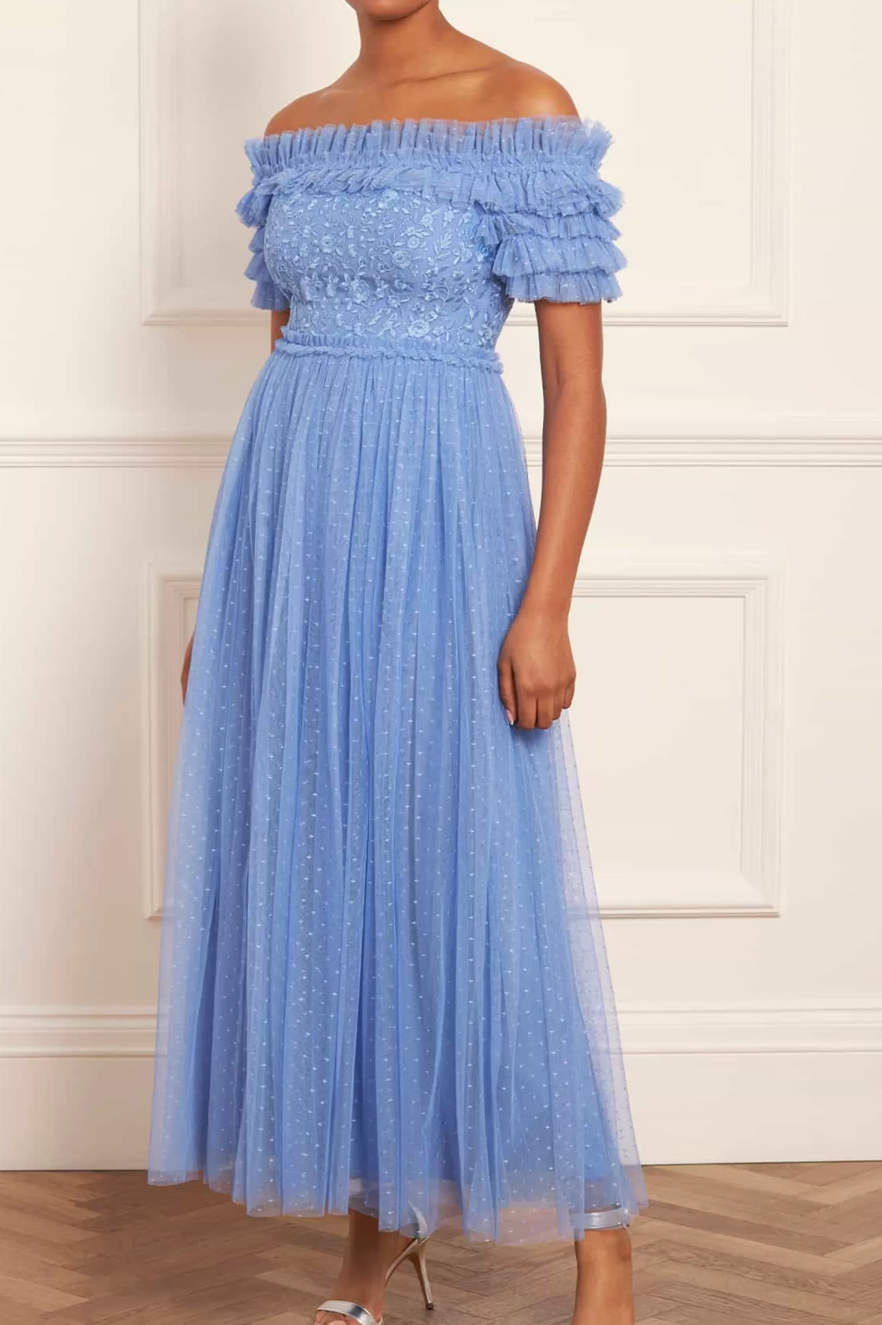 Needle & Thread Mother of the Bride | Bridesmaid>Midsummer Lace Bodice Off-Shoulder Ankle Gown Blue