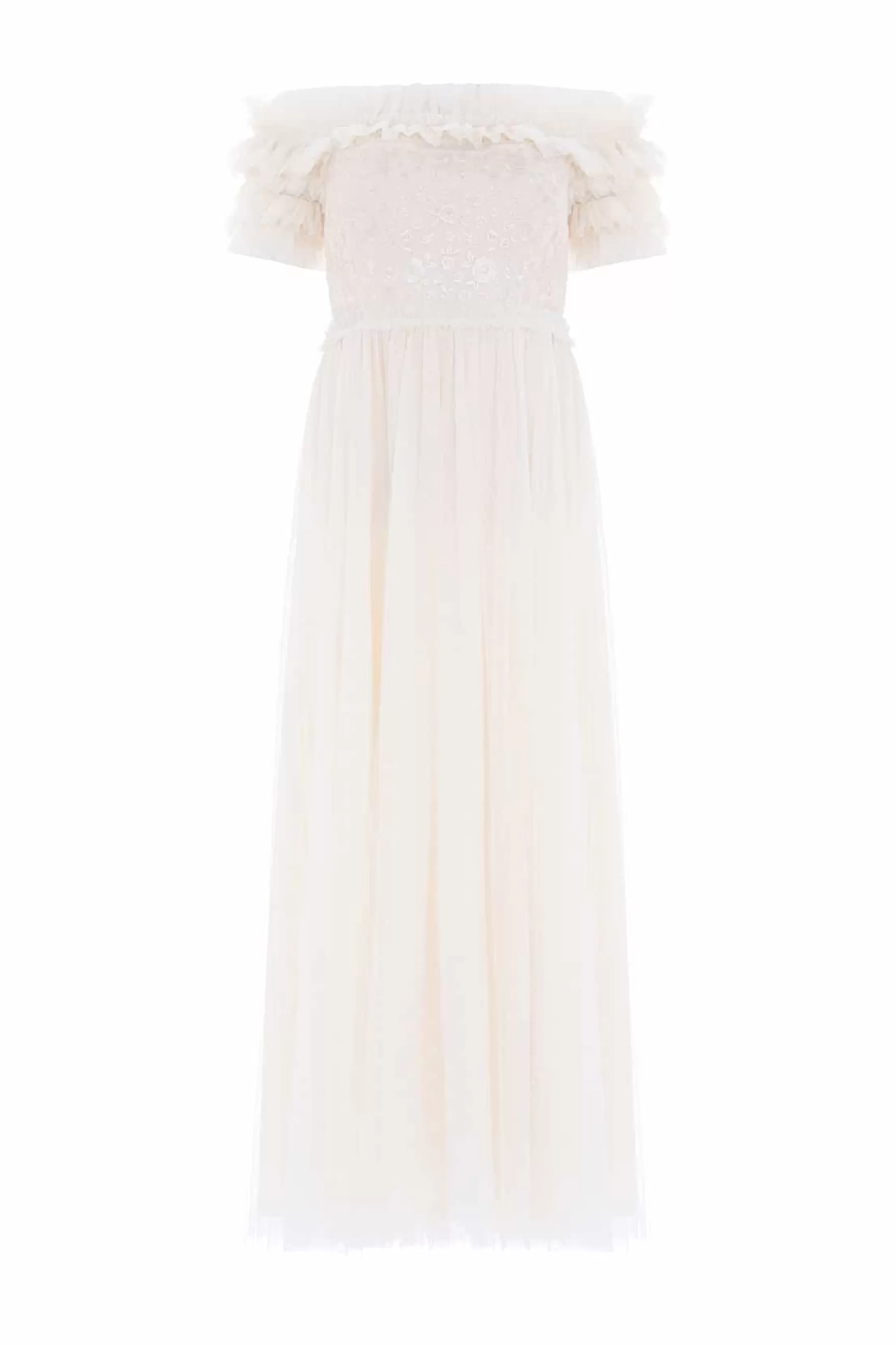 Needle & Thread Bridesmaid | Bridal>Midsummer Lace Bodice Off-Shoulder Ankle Gown Champagne