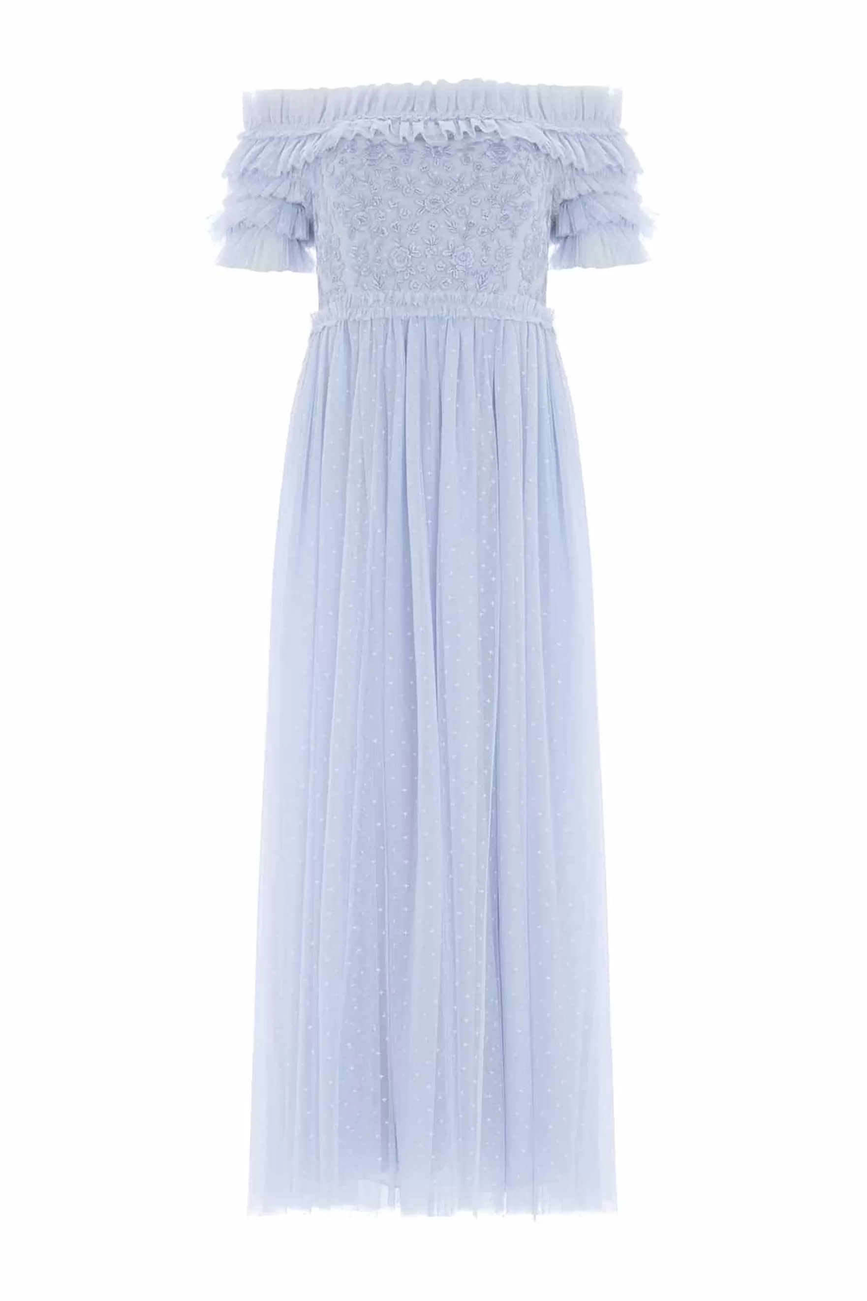 Needle & Thread Bridesmaid | Plus Size>Midsummer Lace Bodice Off-Shoulder Ankle Gown Blue
