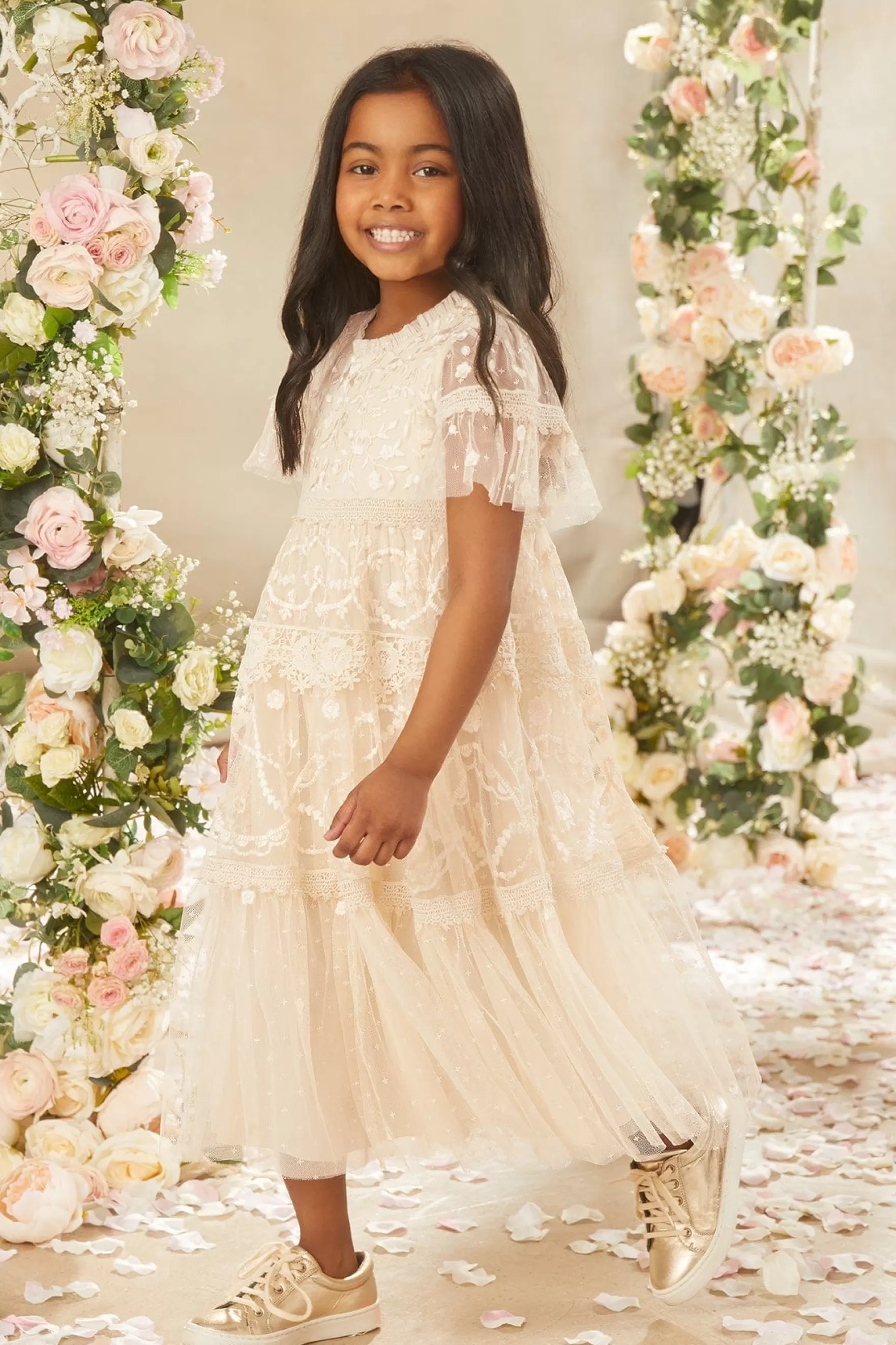 Needle & Thread Flower Girl | Flower Girl>Midsummer Lace Kids Dress Champagne