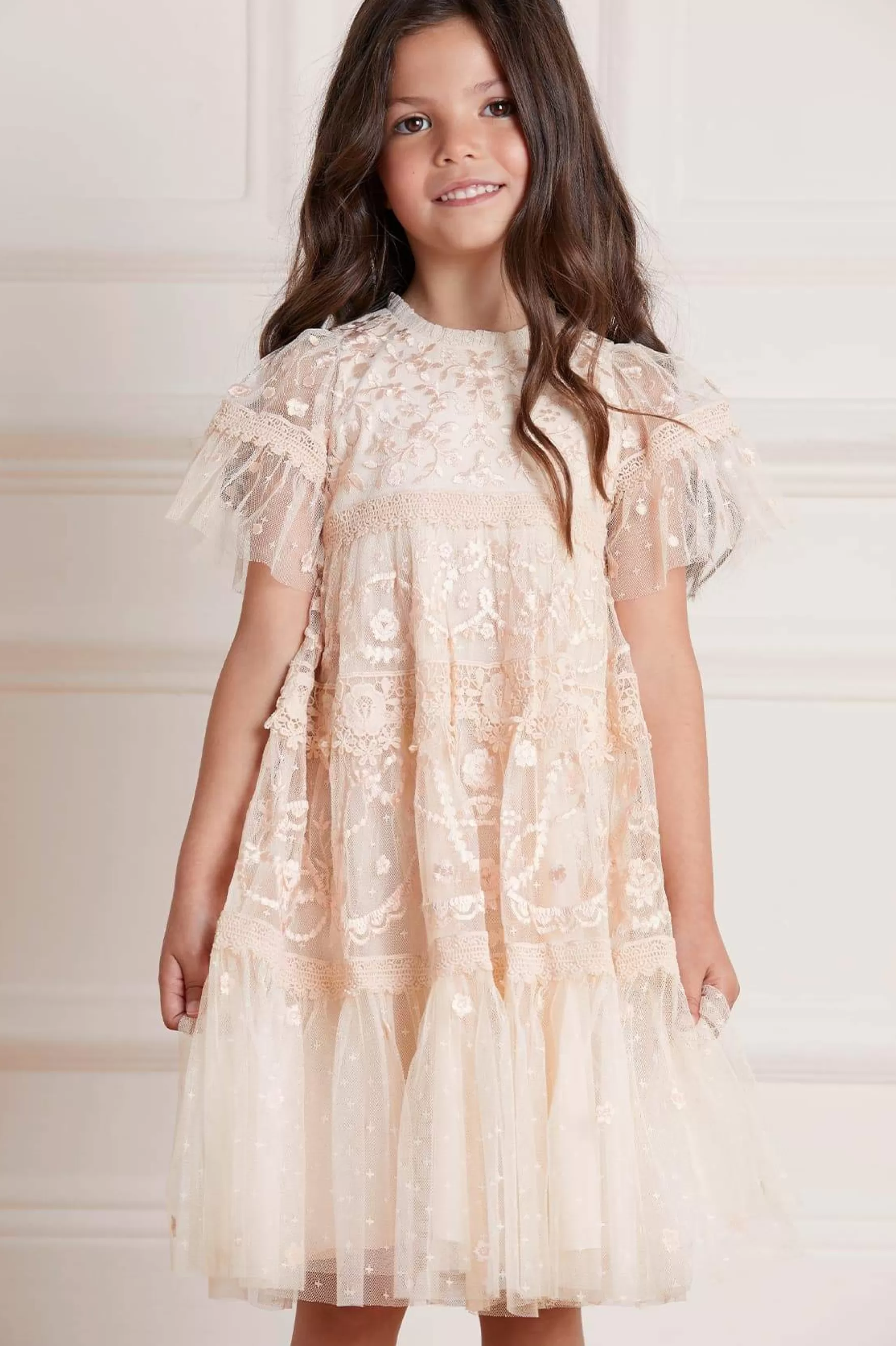 Needle & Thread Flower Girl | Flower Girl>Midsummer Lace Kids Dress Champagne