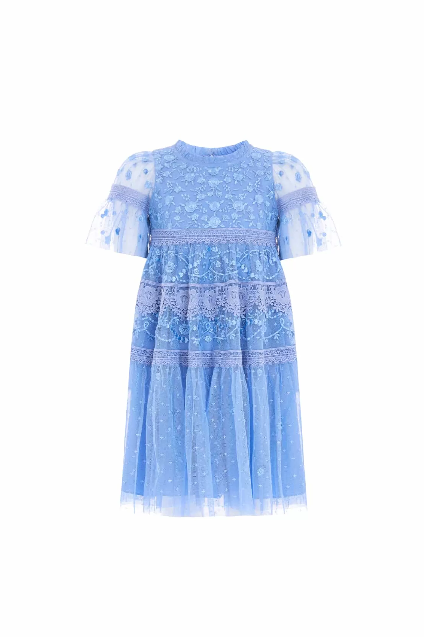 Needle & Thread Embroidered Dresses | Responsibly Sourced>Midsummer Lace Kids Dress Blue