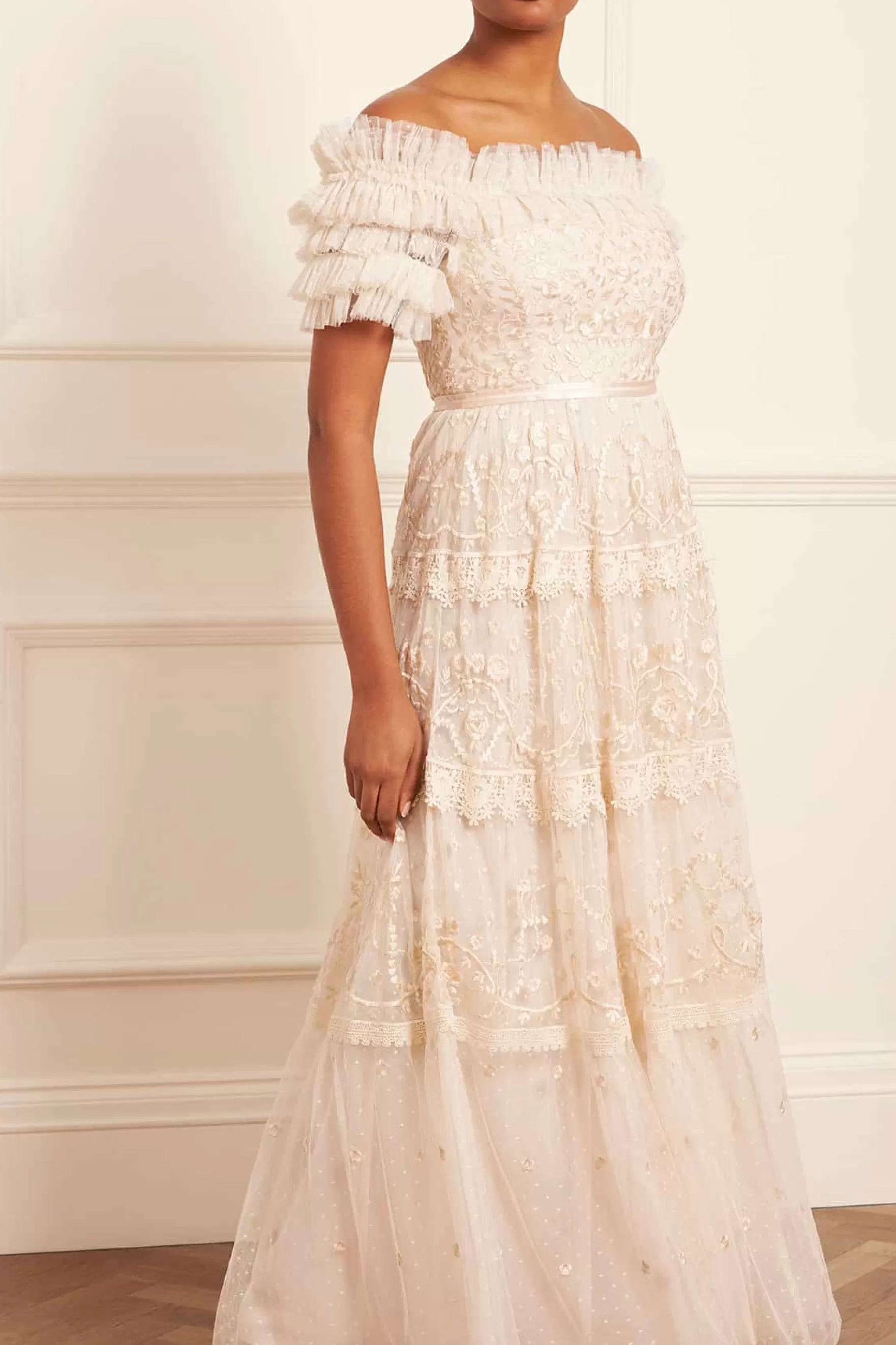 Needle & Thread Bridesmaid | Bridal>Midsummer Lace Off-Shoulder Gown Champagne