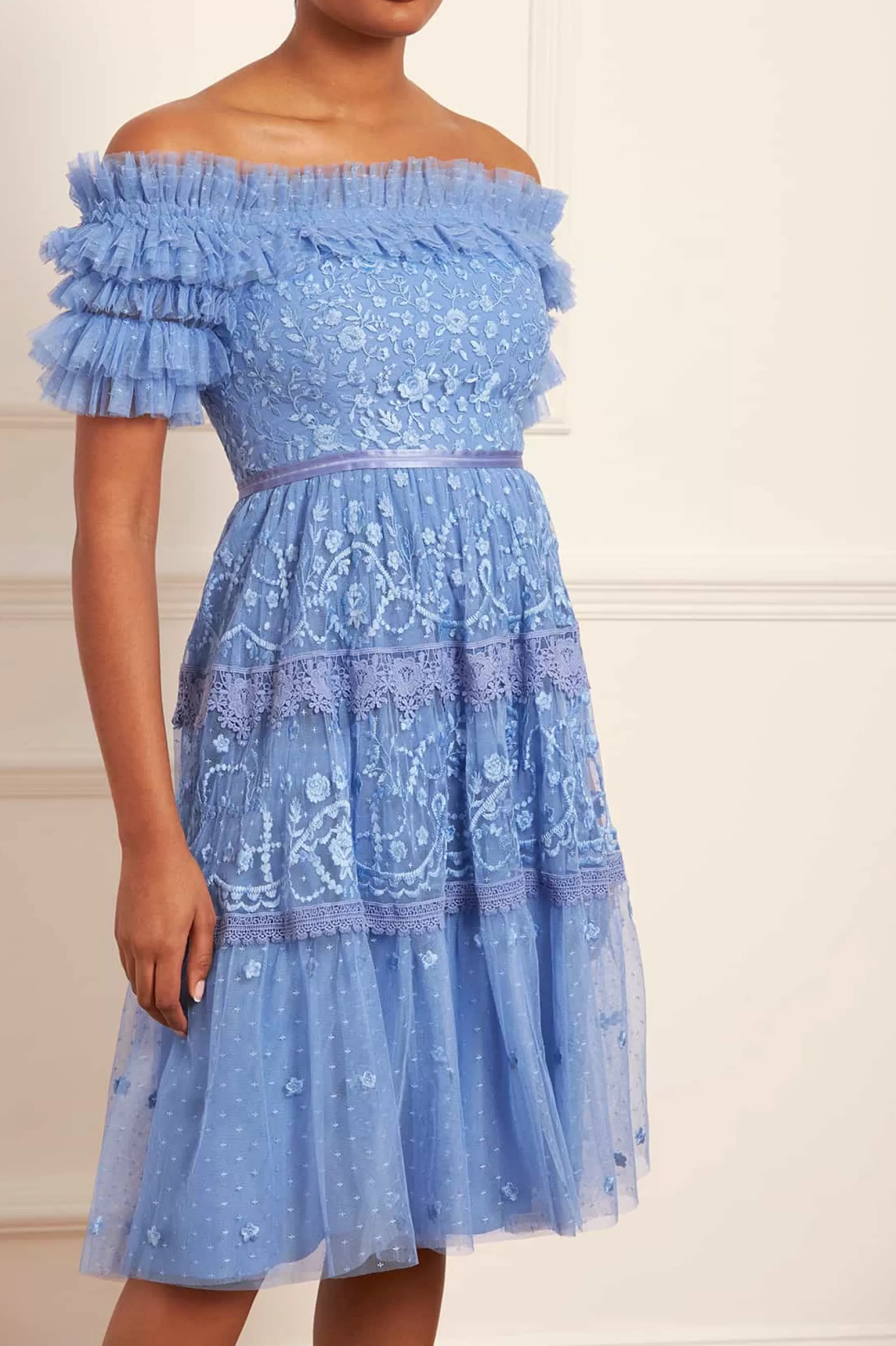 Needle & Thread Mummy & Me | Mummy & Me>Midsummer Lace Off-Shoulder Midi Dress Blue
