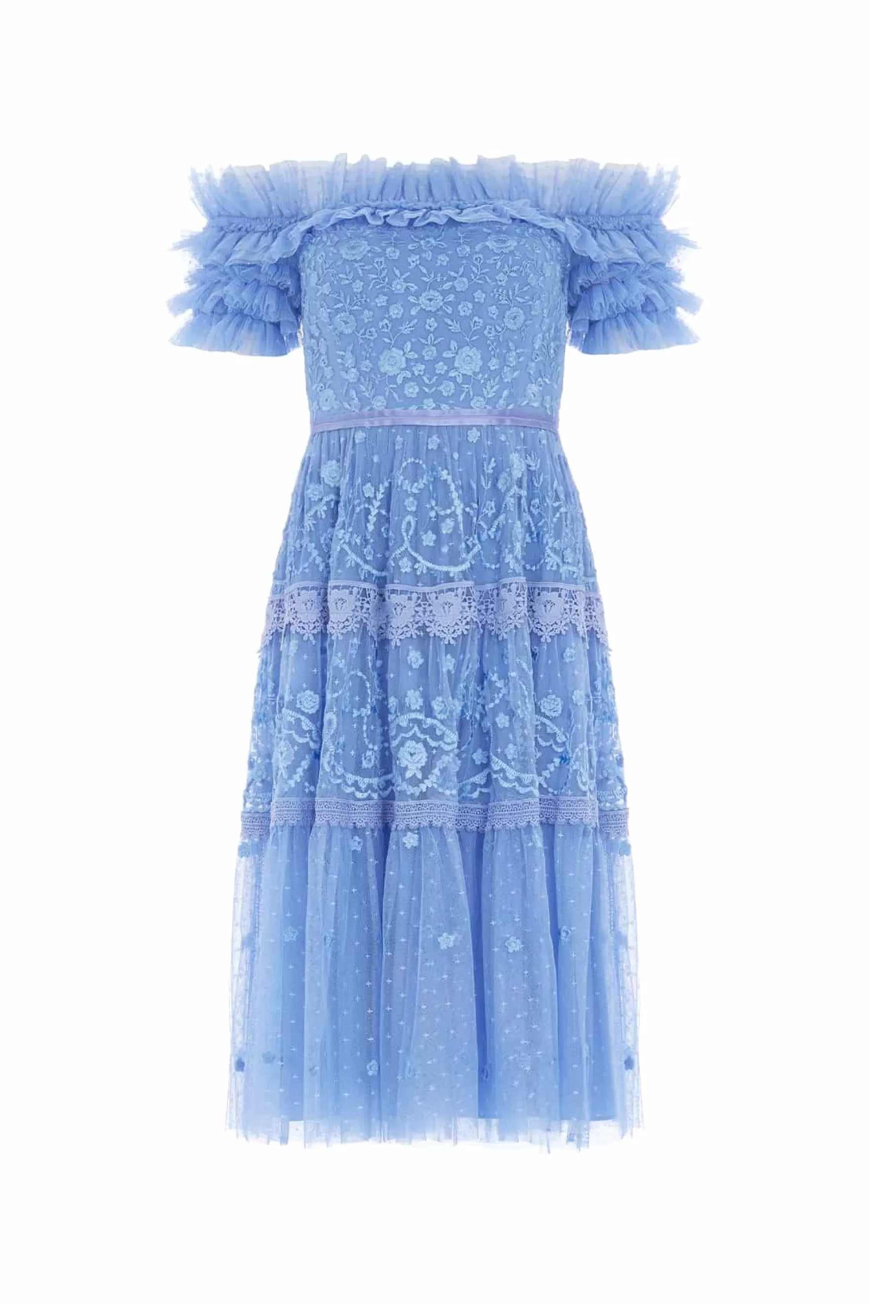 Needle & Thread Mummy & Me | Mummy & Me>Midsummer Lace Off-Shoulder Midi Dress Blue
