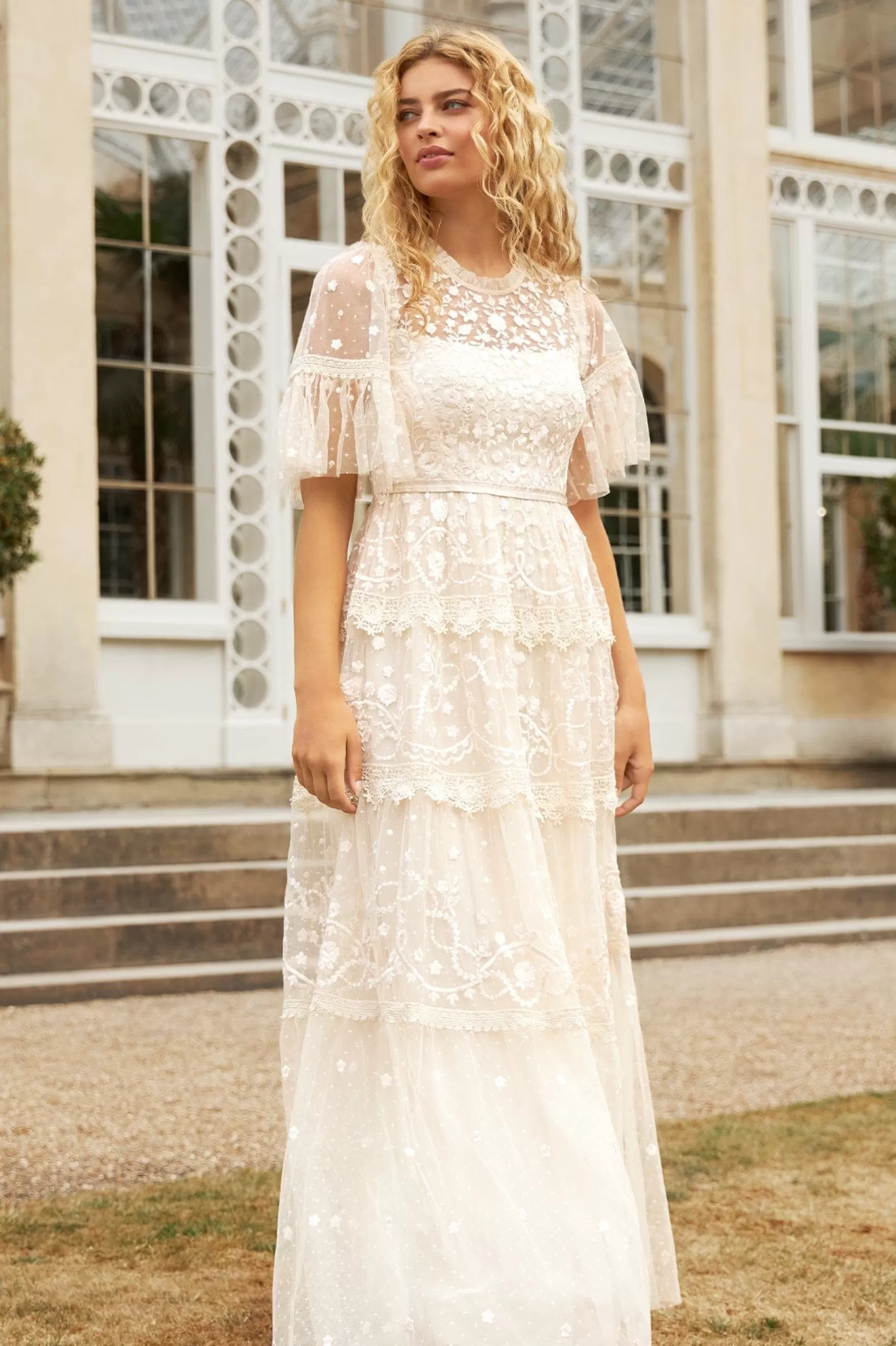 Needle & Thread Bridal | Mummy & Me>Midsummer Lace Round Neck Gown Champagne