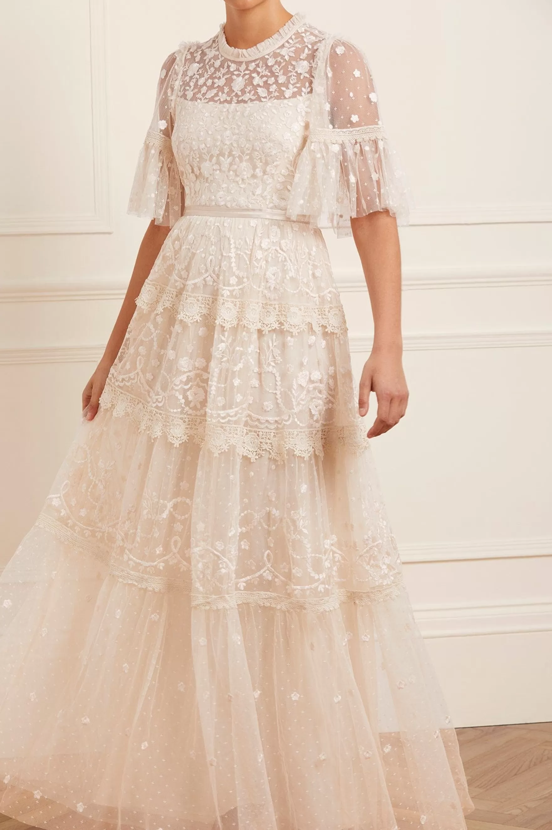 Needle & Thread Bridal | Mummy & Me>Midsummer Lace Round Neck Gown Champagne