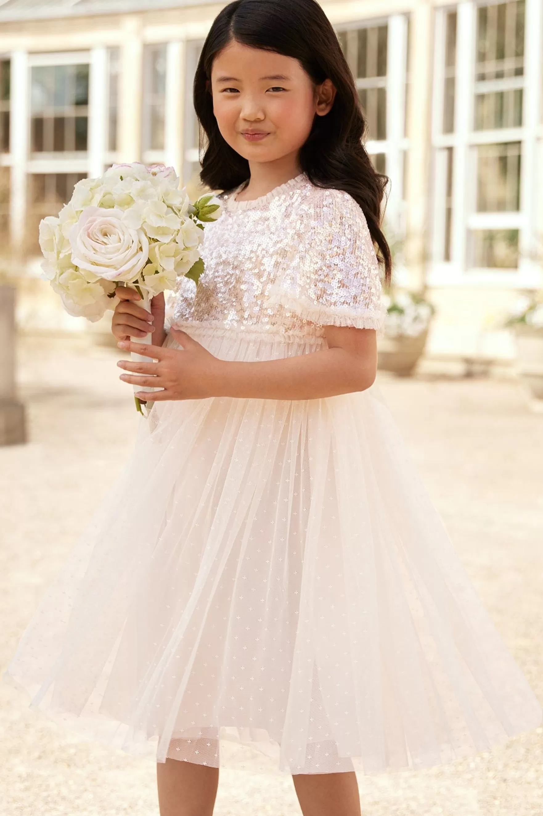 Needle & Thread Flower Girl | Flower Girl>Mila Gloss Bodice Kids Dress Champagne