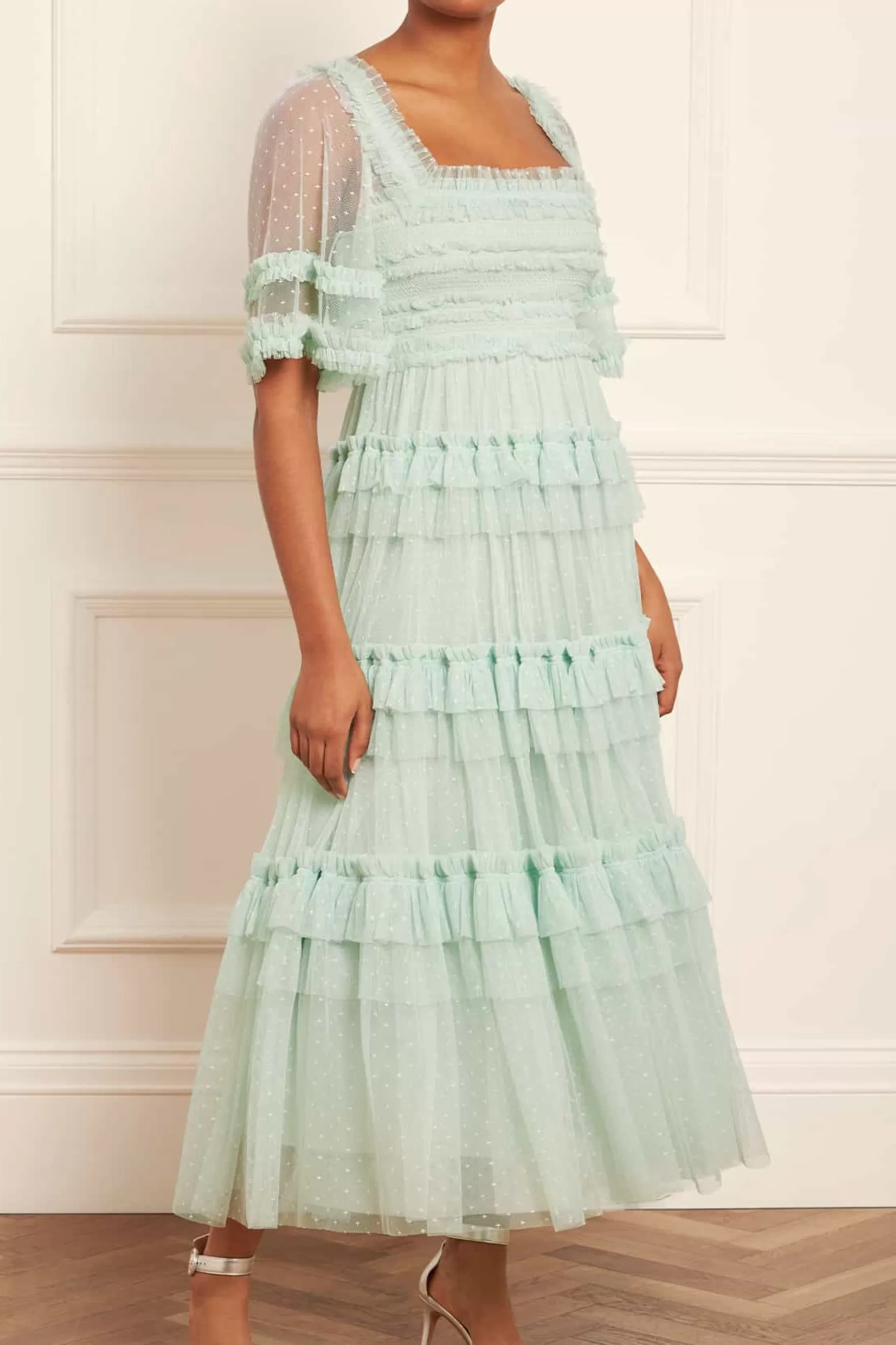 Needle & Thread Plus Size | Day Dresses>Peaches Smocked Ankle Gown Green