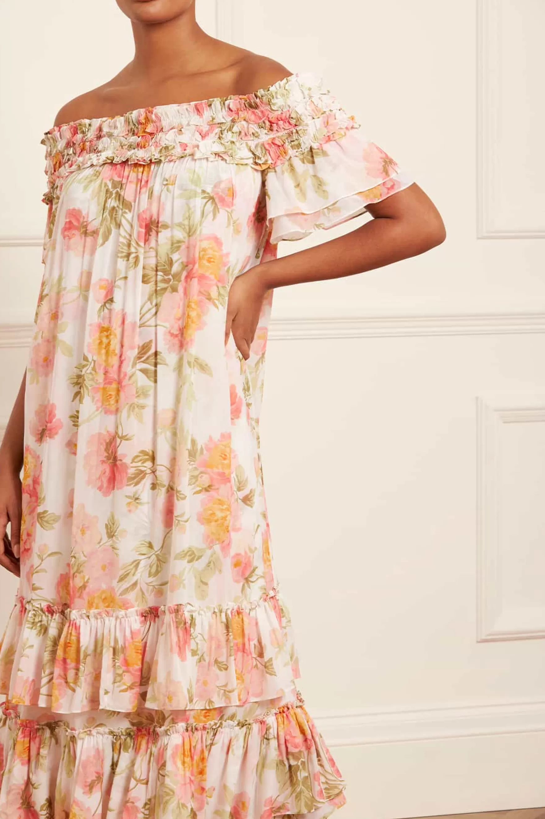 Needle & Thread Wedding Guest | Mummy & Me>Peony Promise Chiffon Off-Shoulder Tiered Ballerina Dress Multi