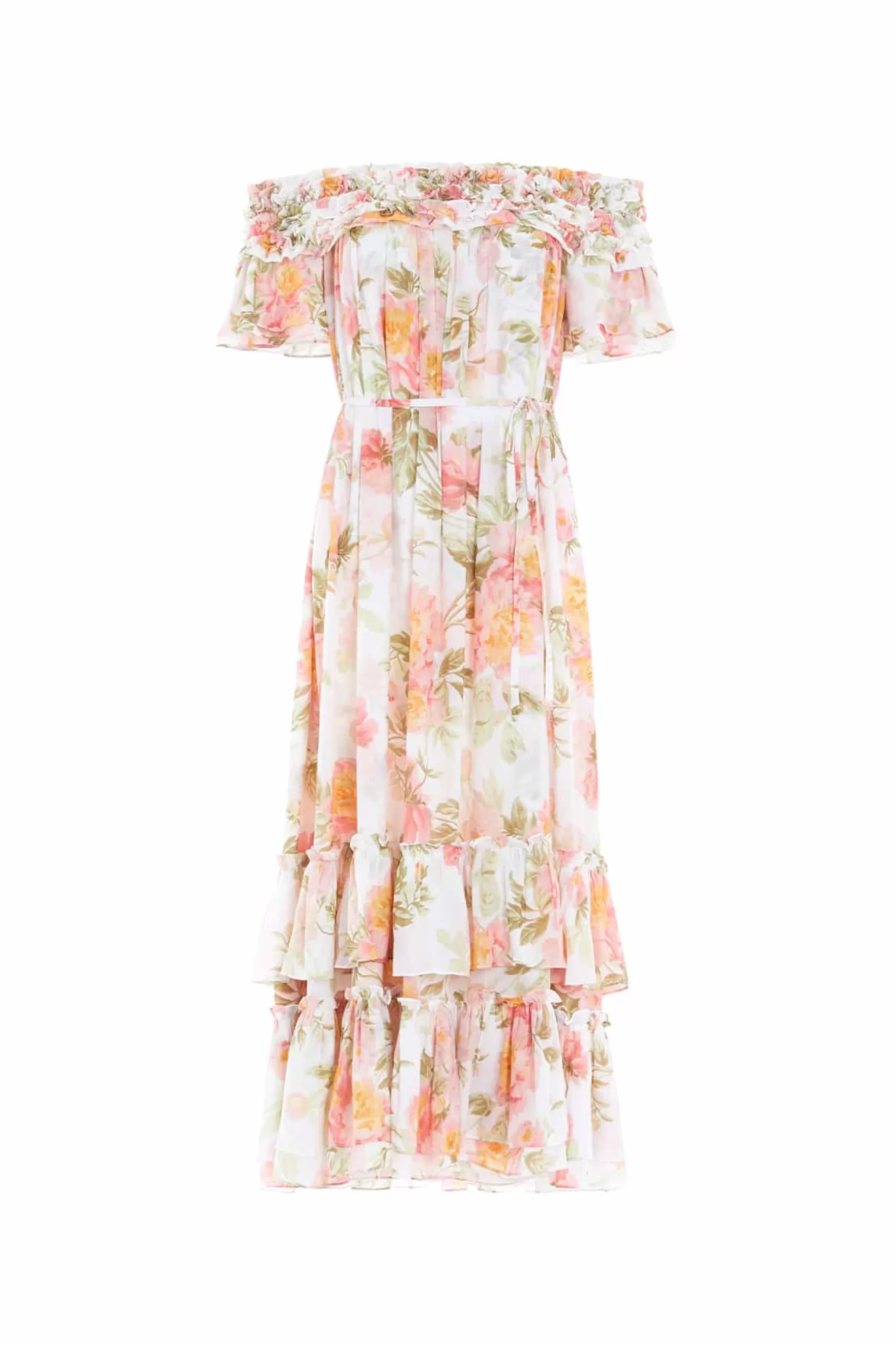 Needle & Thread Wedding Guest | Mummy & Me>Peony Promise Chiffon Off-Shoulder Tiered Ballerina Dress Multi