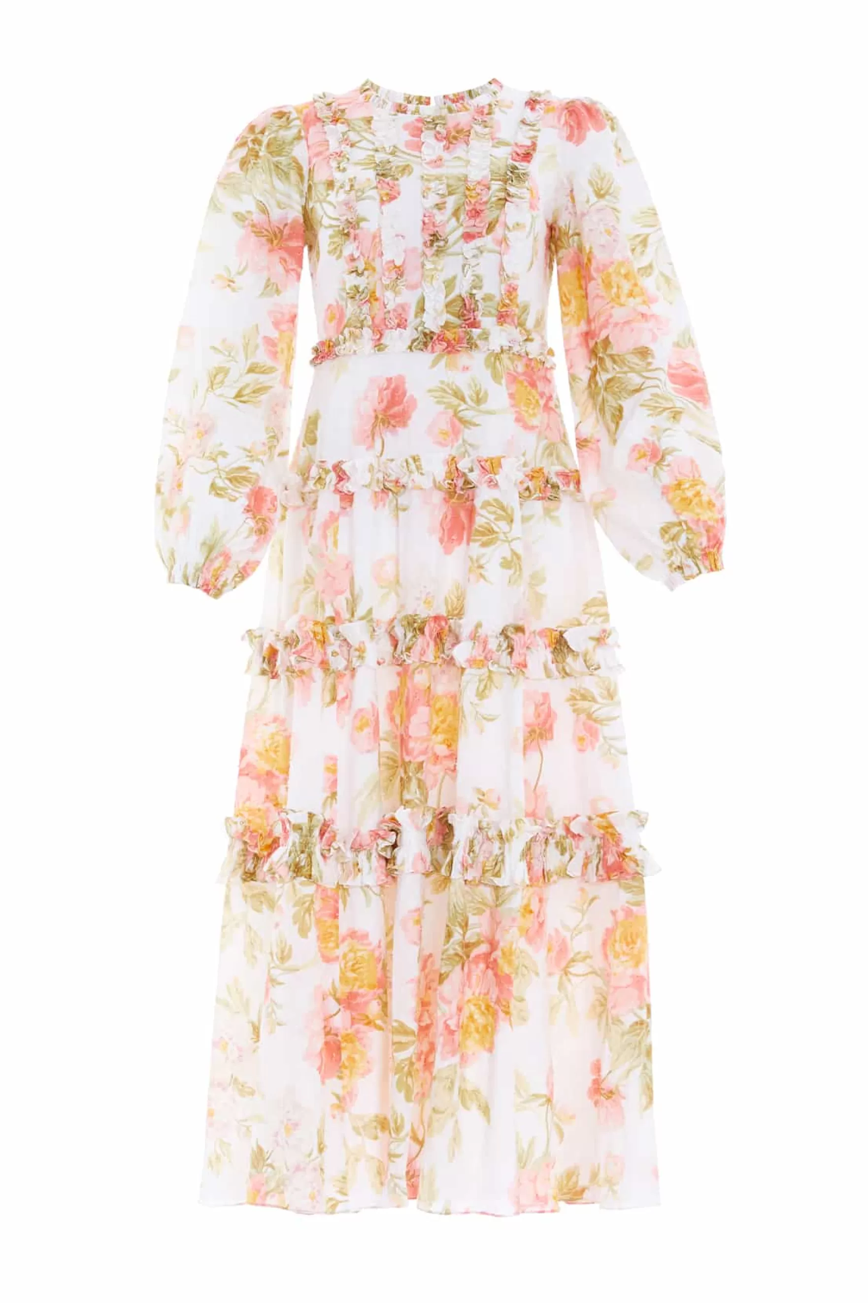 Needle & Thread Plus Size | Cotton Dresses>Peony Promise Esme Cotton Ankle Gown Multi
