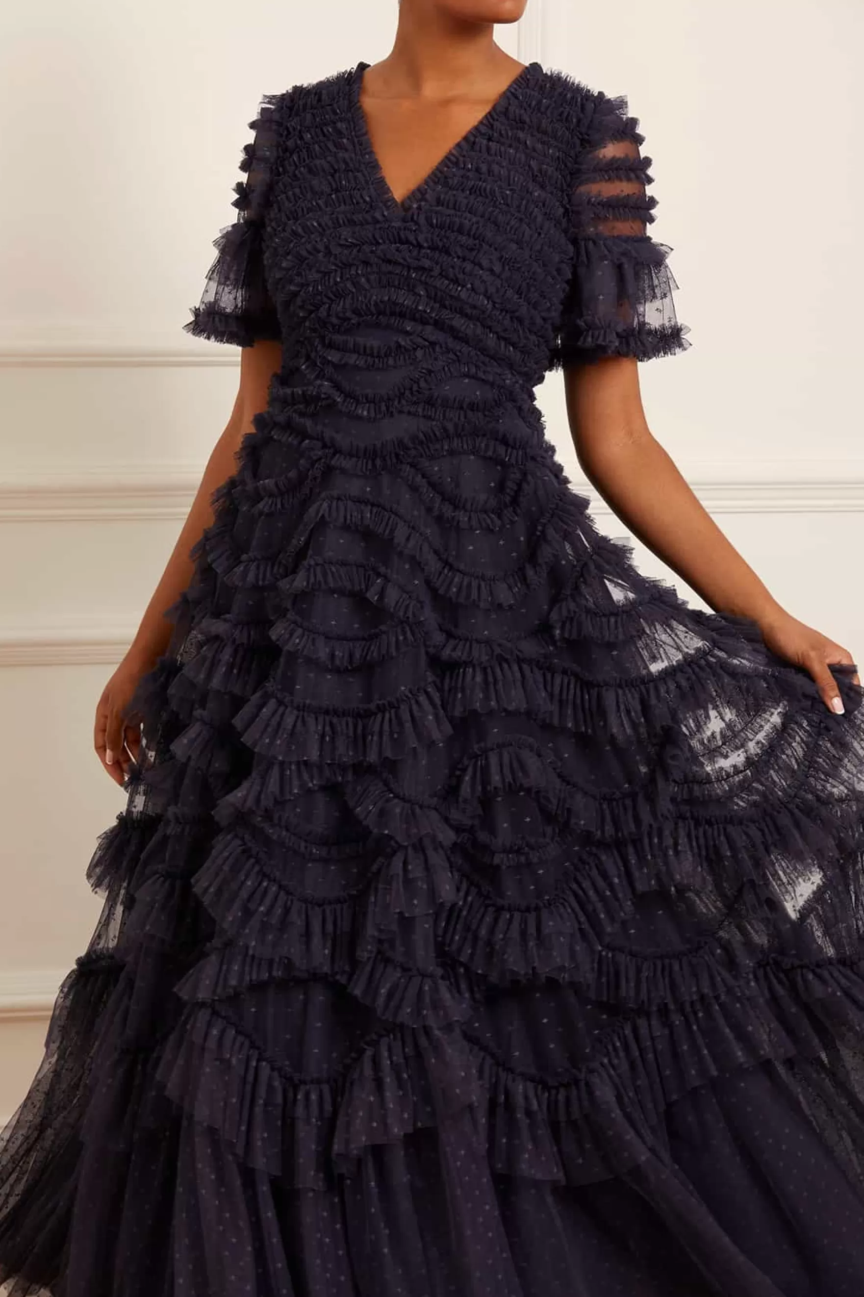 Needle & Thread Mother of the Bride | Plus Size>Phoenix V-Neck Gown Blue