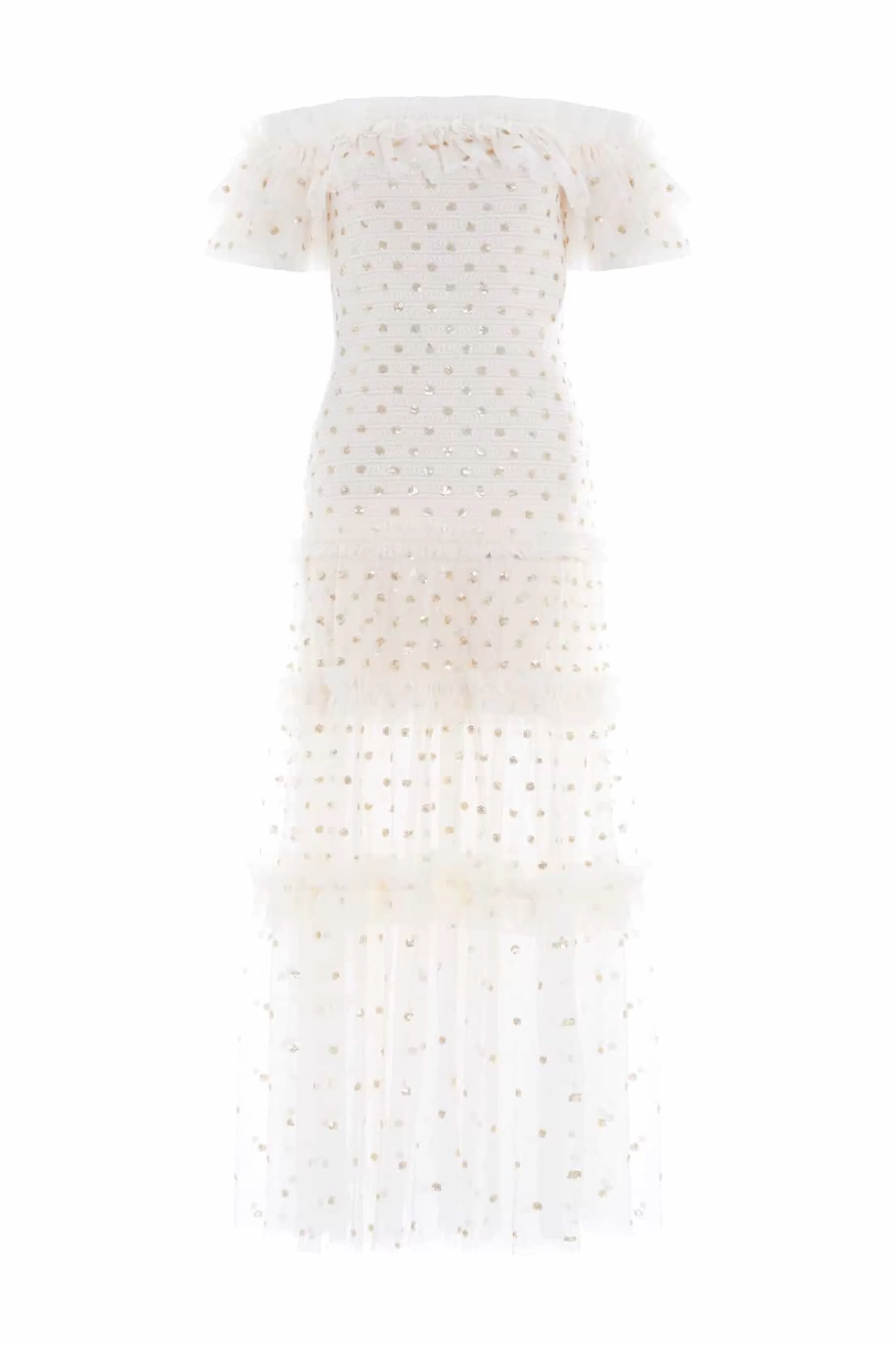 Needle & Thread Wedding Wardrobe | Mummy & Me>Polka Dot Smocked Ankle Gown Champagne