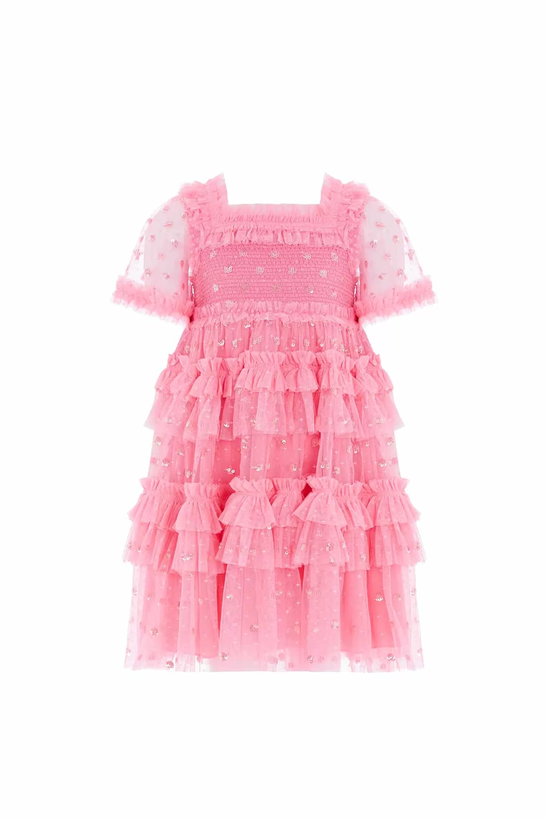 Needle & Thread Embellished Dresses | Responsibly Sourced>Polka Dot Smocked Kids Dress Coral