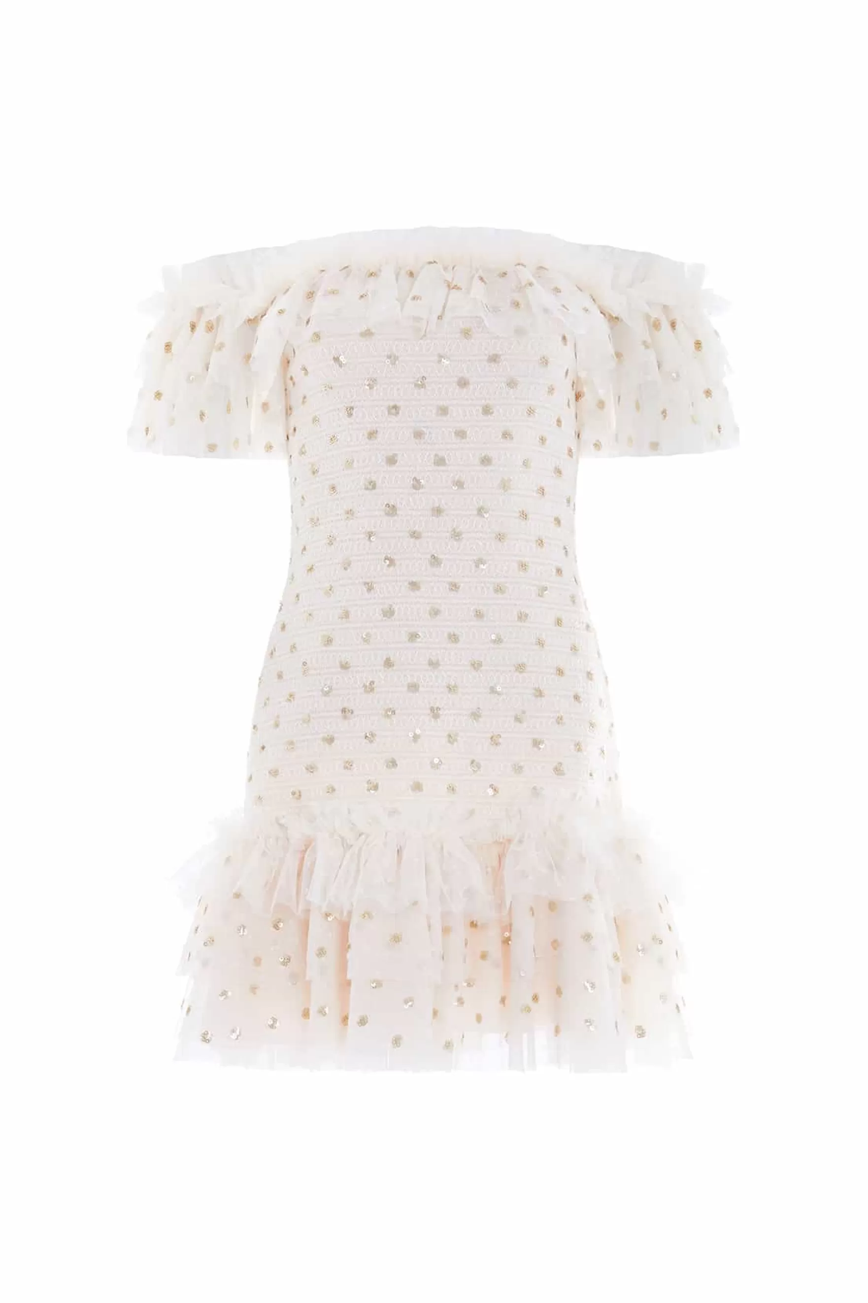 Needle & Thread Wedding Wardrobe | Mummy & Me>Polka Dot Smocked Micro Mini Dress Champagne