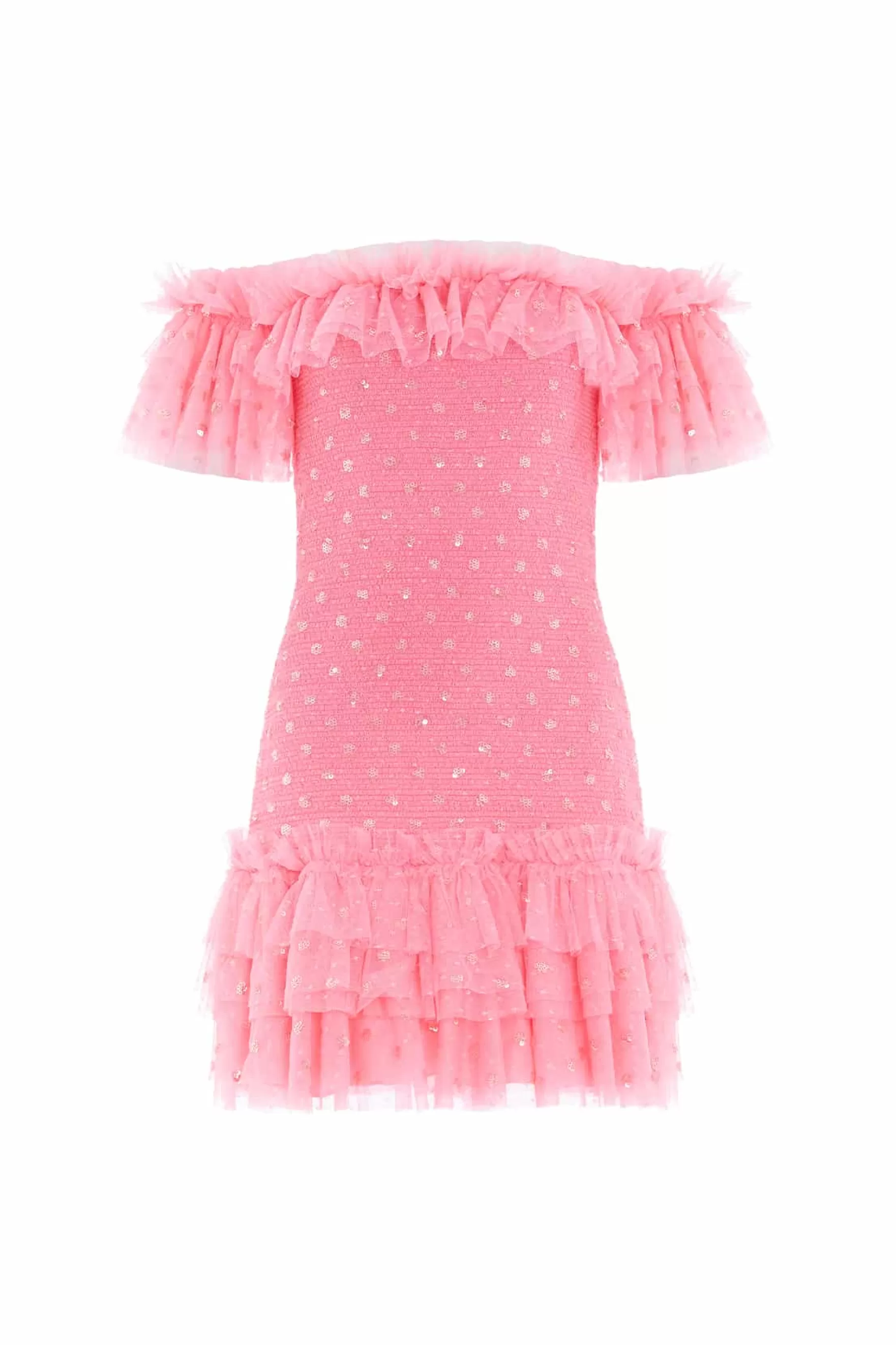 Needle & Thread Mummy & Me | Mummy & Me>Polka Dot Smocked Micro Mini Dress Coral