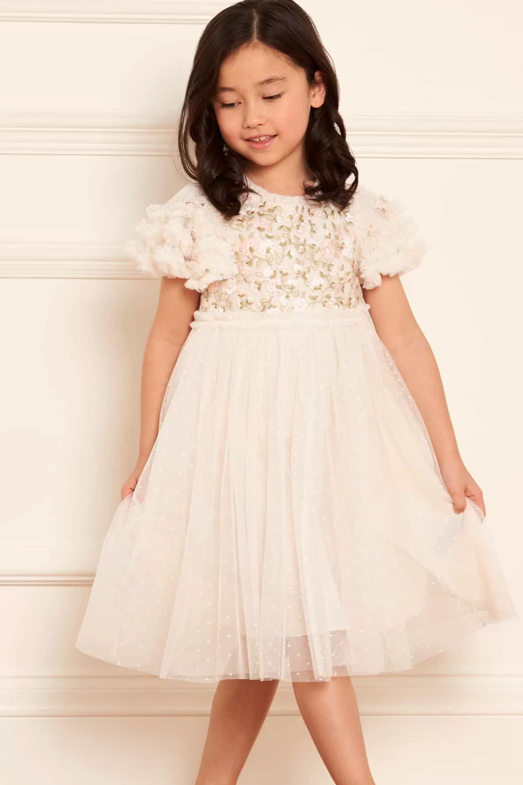 Needle & Thread Embroidered Dresses | Embellished Dresses>Posy Bodice Kids Dress Champagne