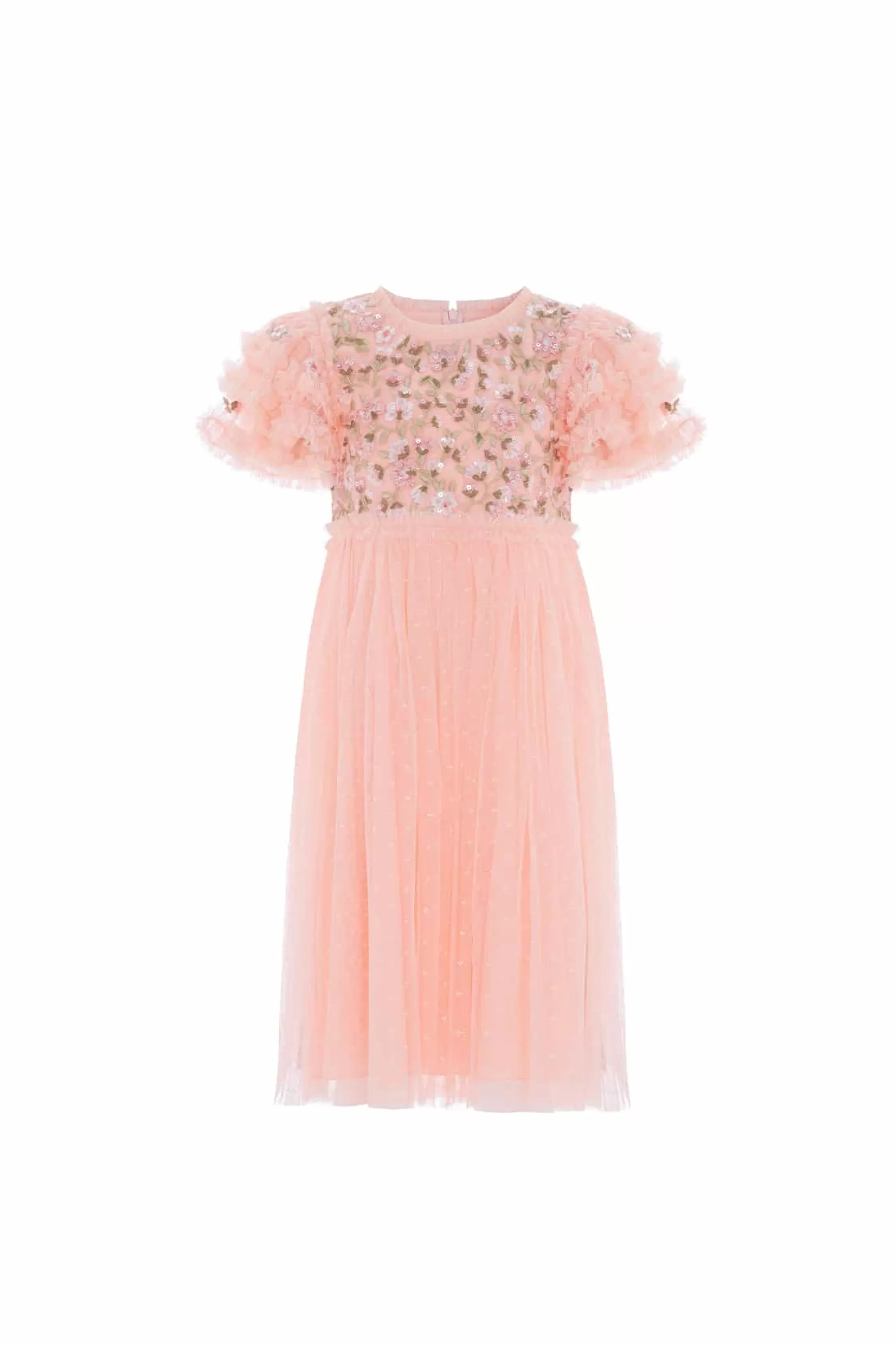Needle & Thread Embroidered Dresses | Embellished Dresses>Posy Bodice Kids Dress Coral