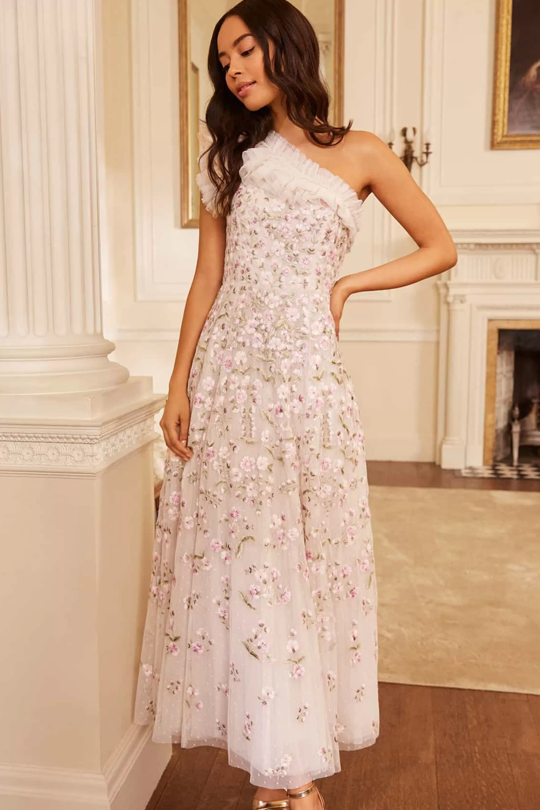 Needle & Thread Mummy & Me | Mummy & Me>Posy Pirouette One-Shoulder Ankle Gown Champagne