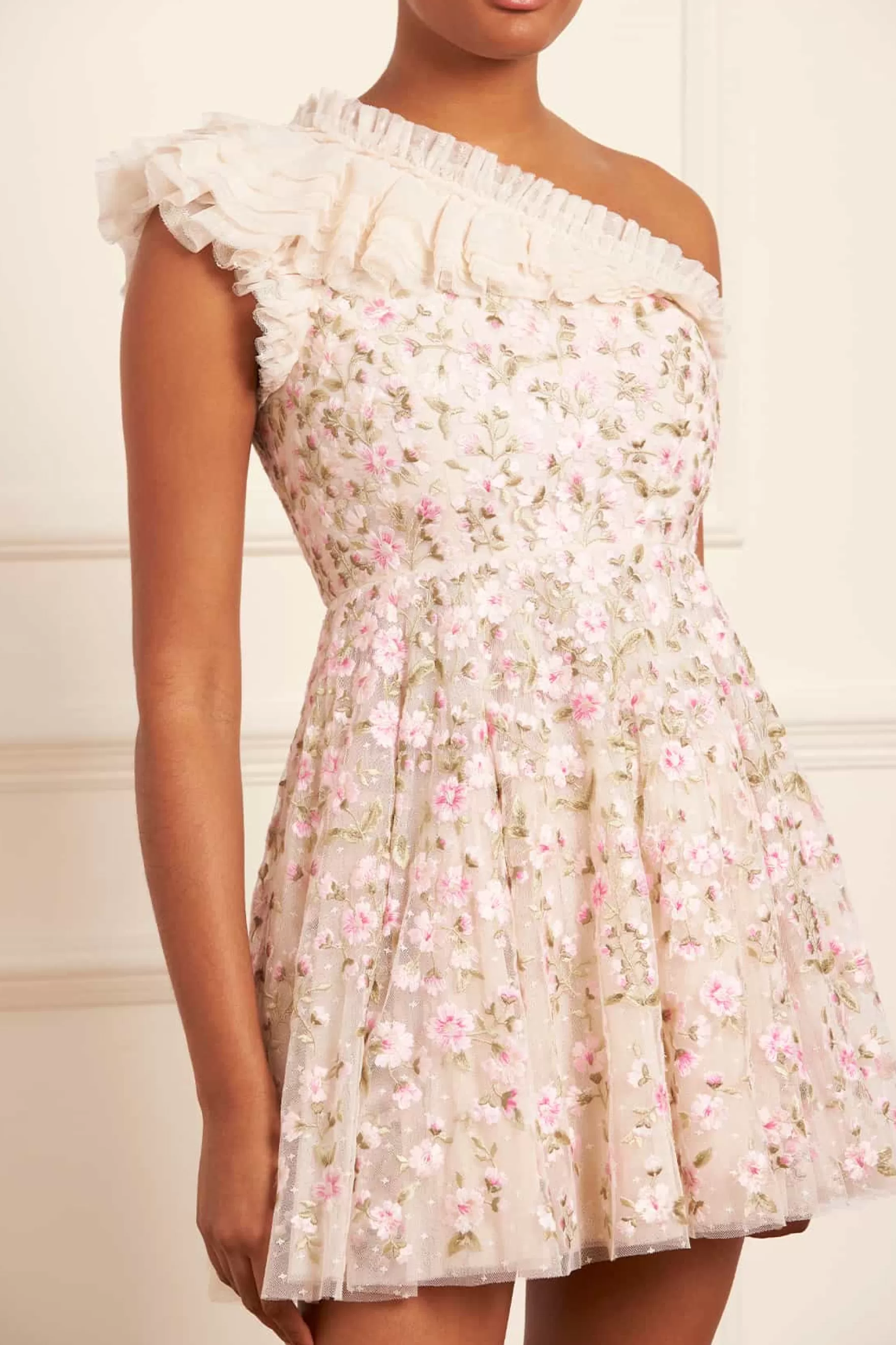 Needle & Thread Mummy & Me | Mummy & Me>Posy Pirouette One-Shoulder Micro Mini Dress Champagne