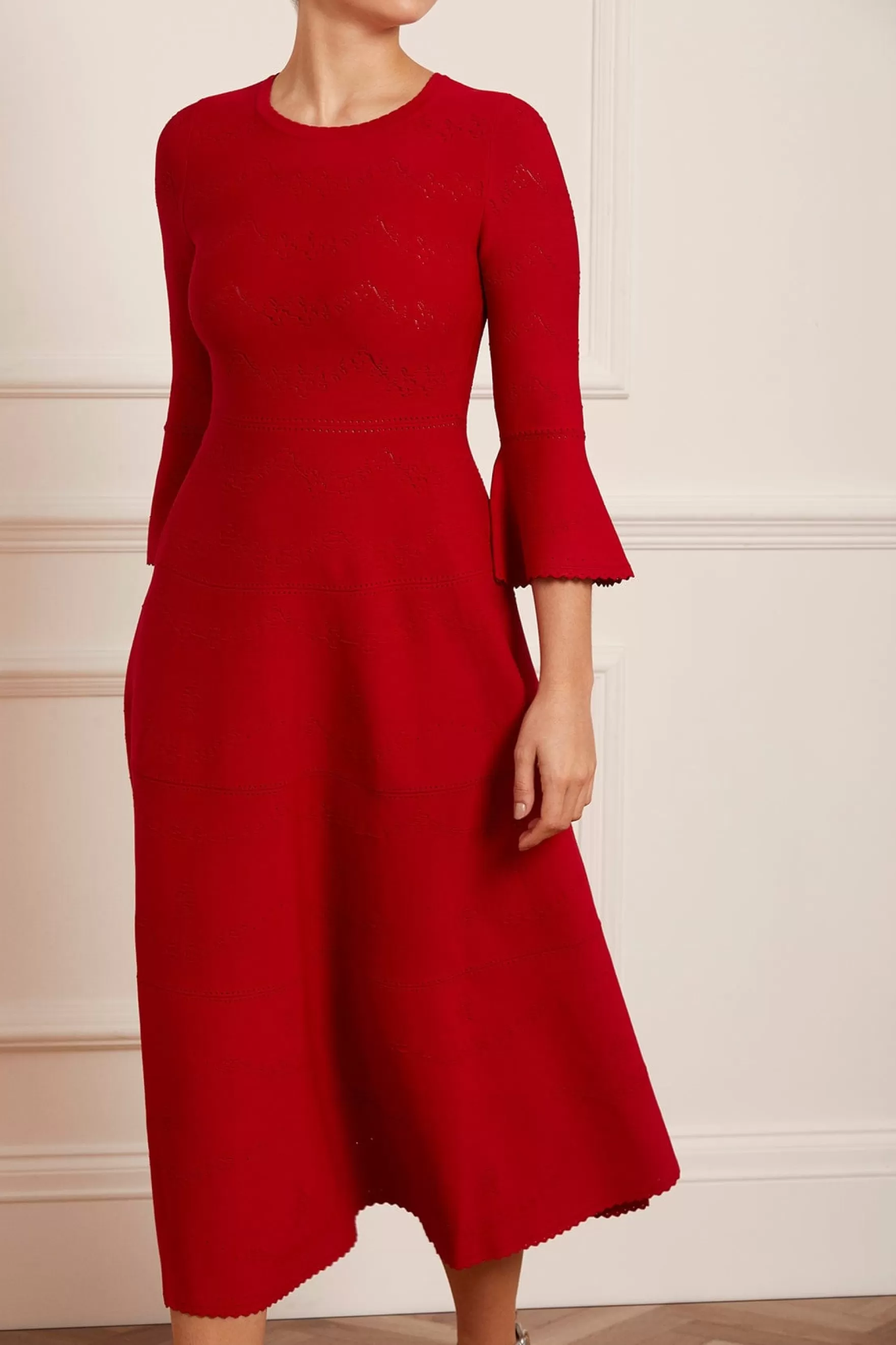 Needle & Thread Day Dresses | Knitted Dresses>Pretty Pointelle Knit Ankle Gown Red