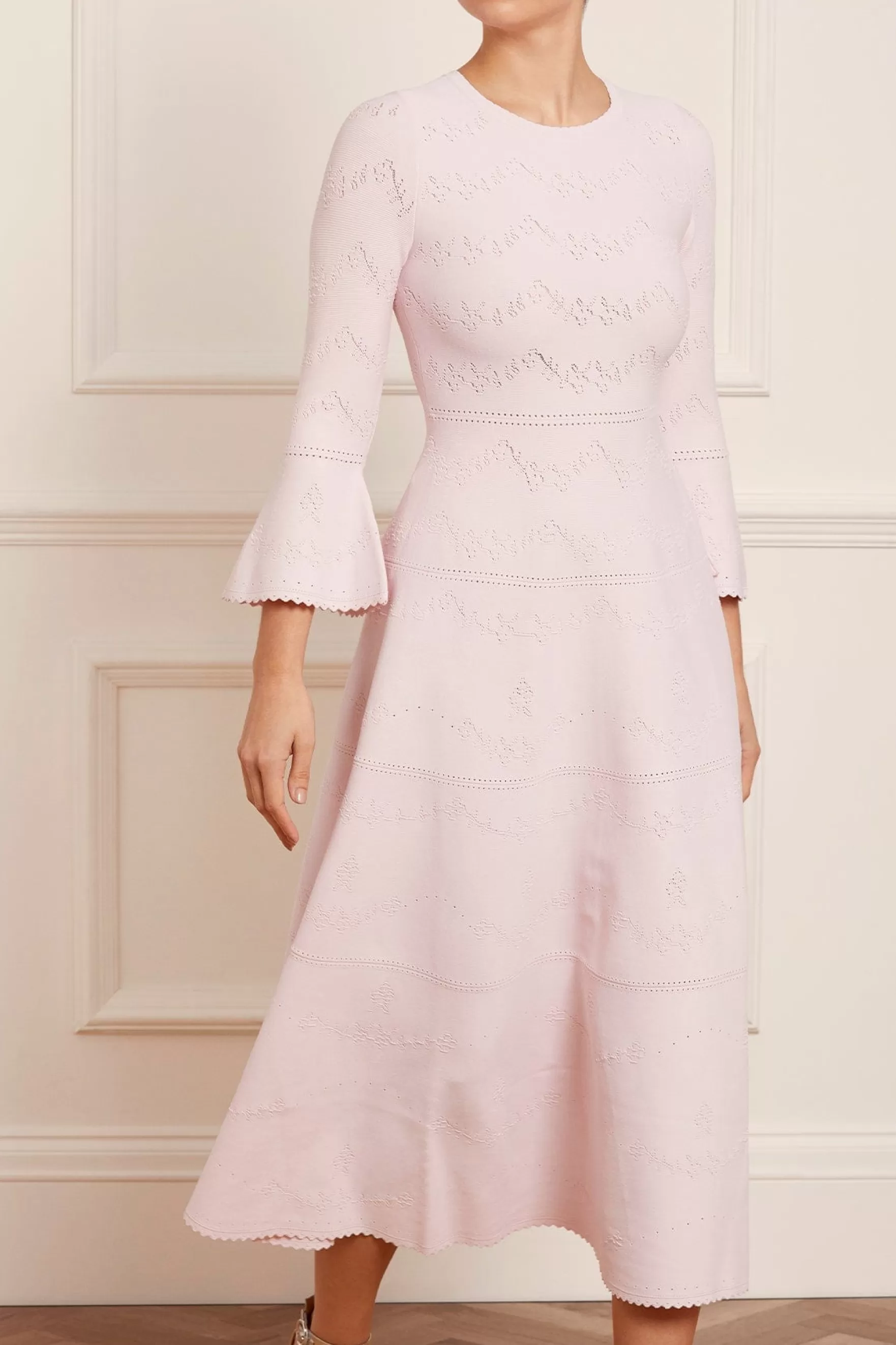 Needle & Thread Day Dresses | Knitted Dresses>Pretty Pointelle Knit Ankle Gown Pink