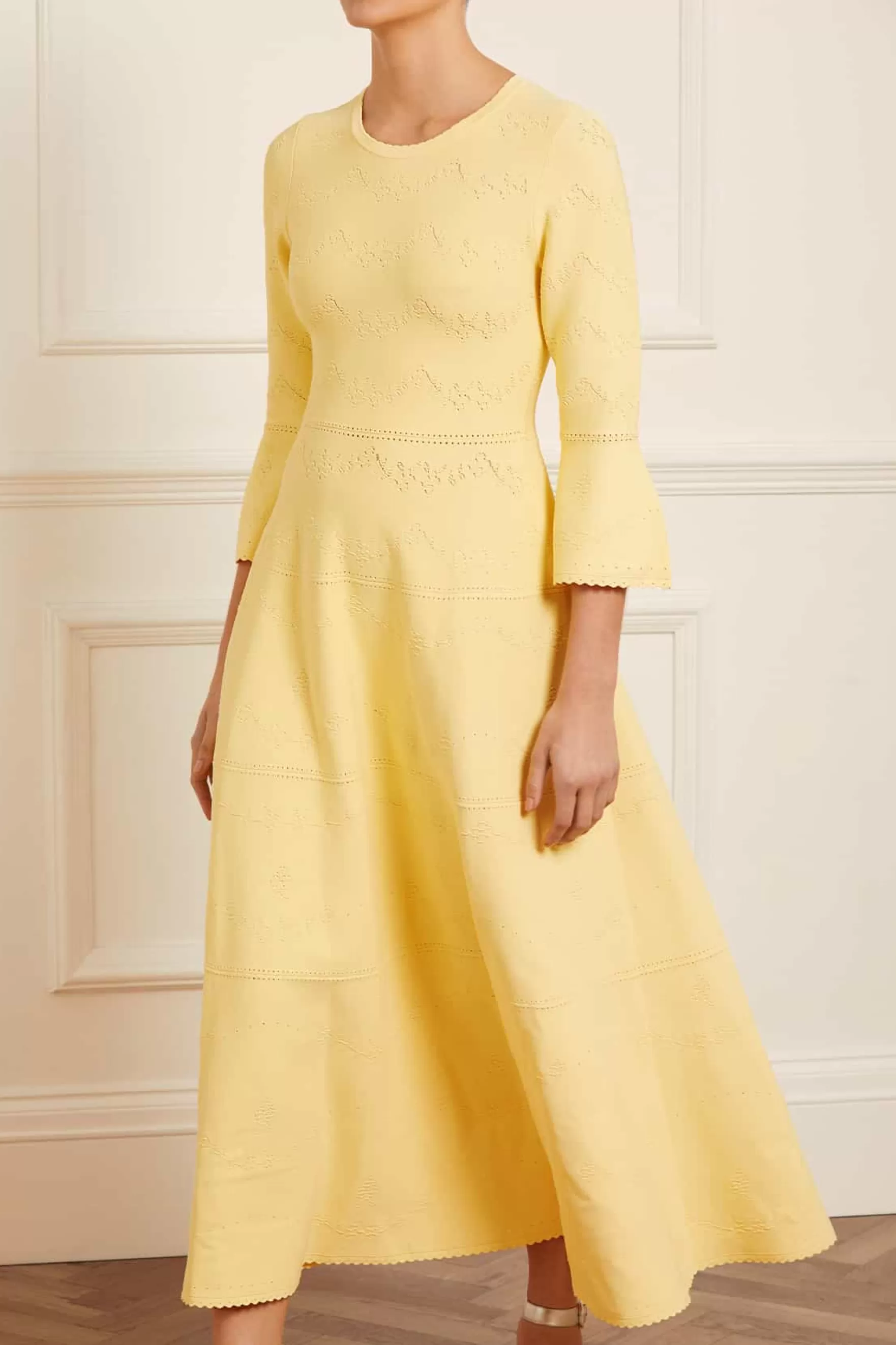 Needle & Thread Day Dresses | Knitted Dresses>Pretty Pointelle Knit Gown Yellow