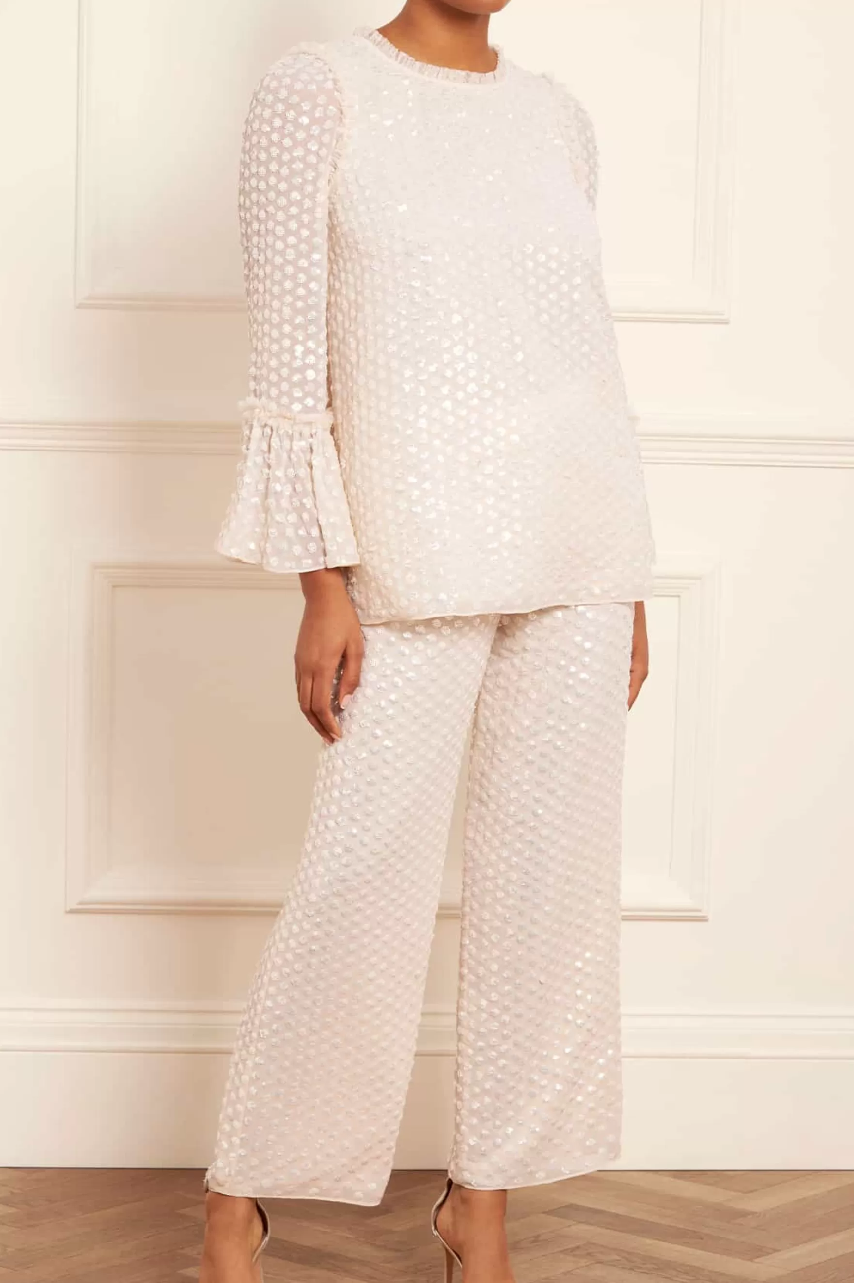 Needle & Thread Bridal | Wedding Wardrobe>Raindrop Gloss Trousers Champagne