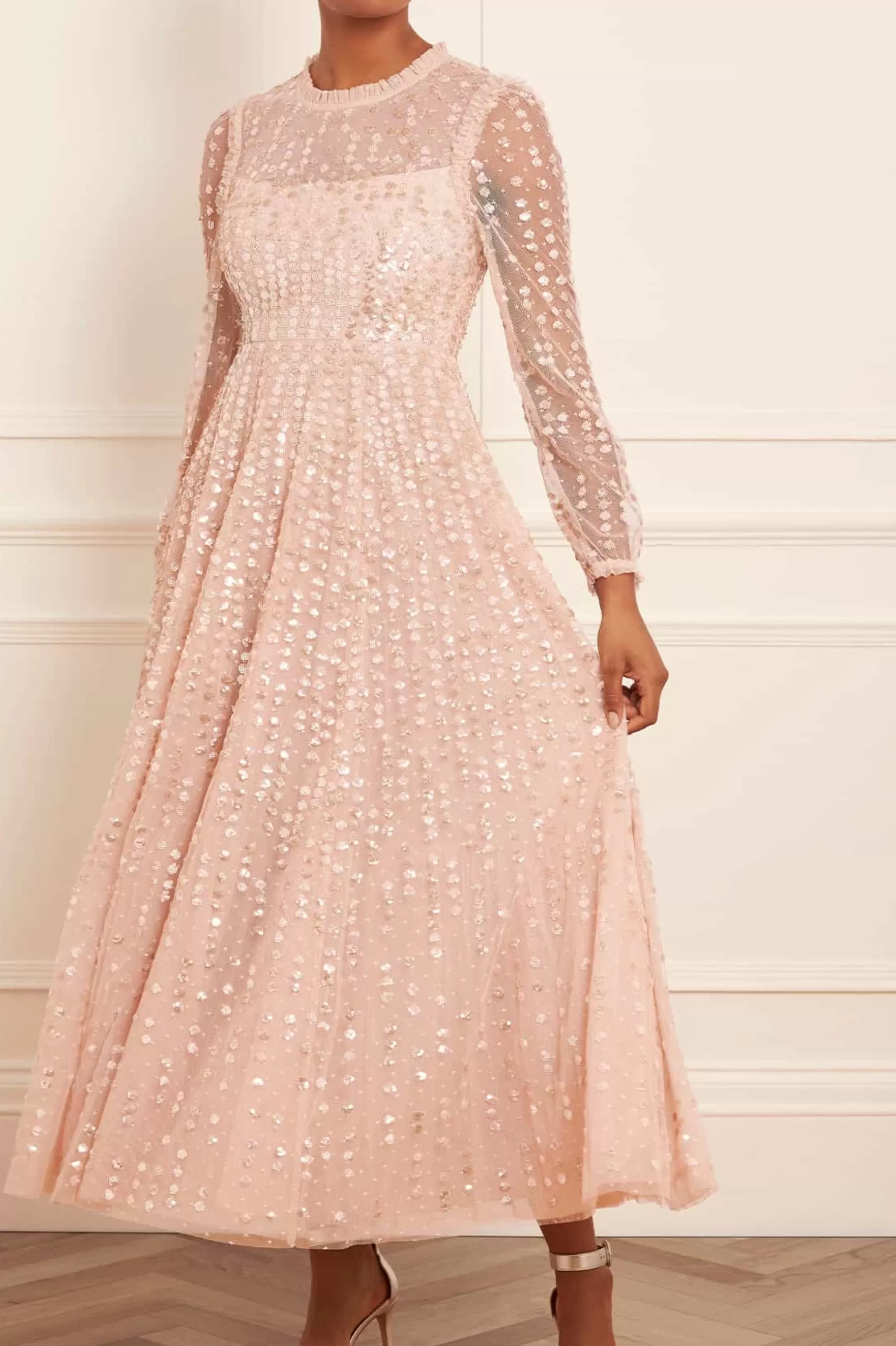 Needle & Thread Mother of the Bride | Evening Dresses>Raindrop Long Sleeve Ankle Gown Beige