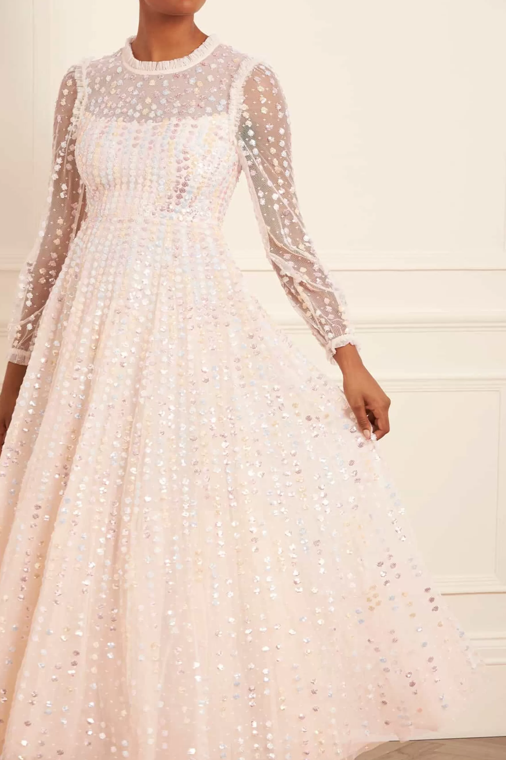 Needle & Thread Mummy & Me | Mummy & Me>Raindrop Long Sleeve Ankle Gown Champagne
