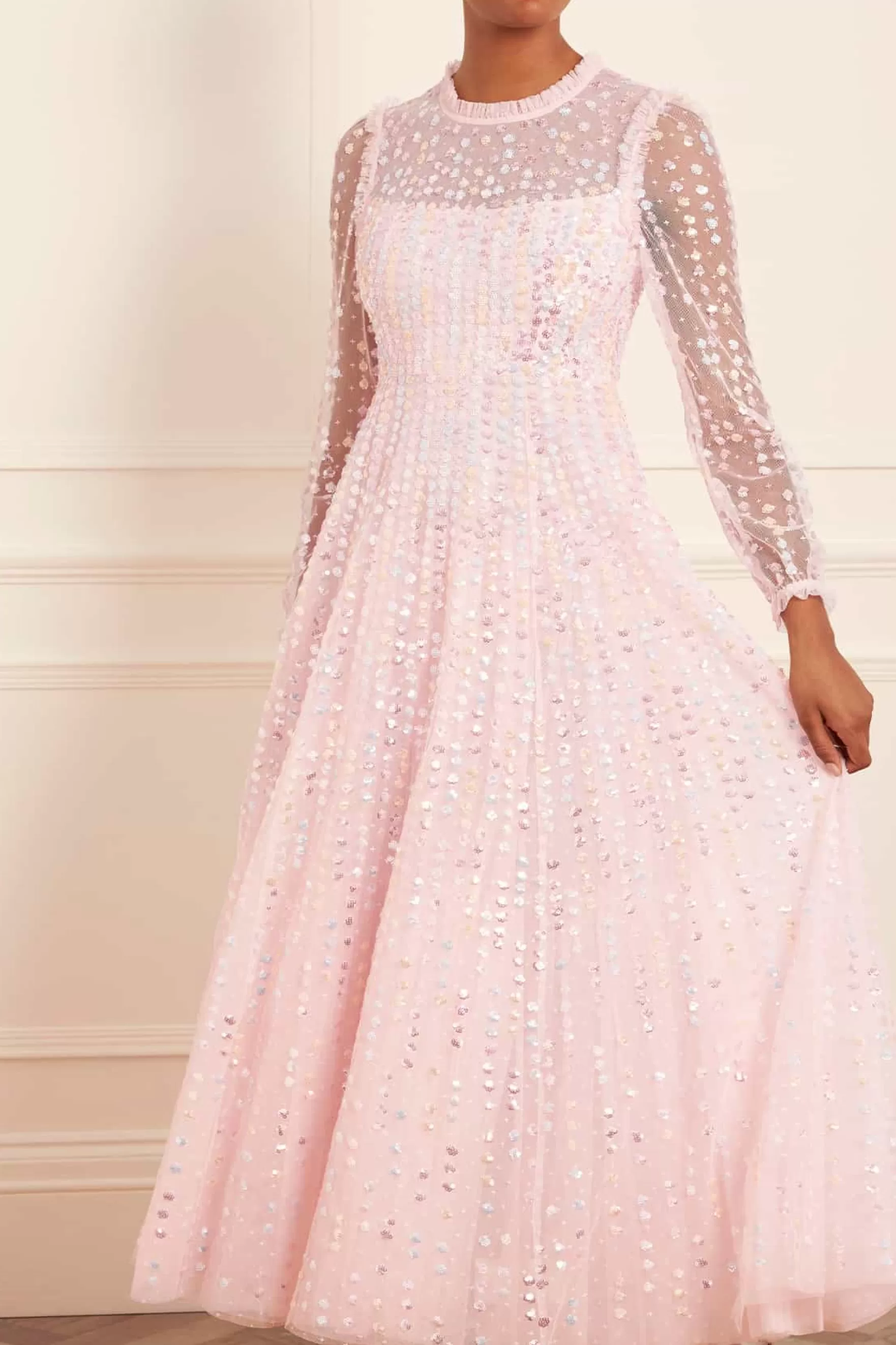 Needle & Thread Mummy & Me | Mummy & Me>Raindrop Long Sleeve Ankle Gown Pink