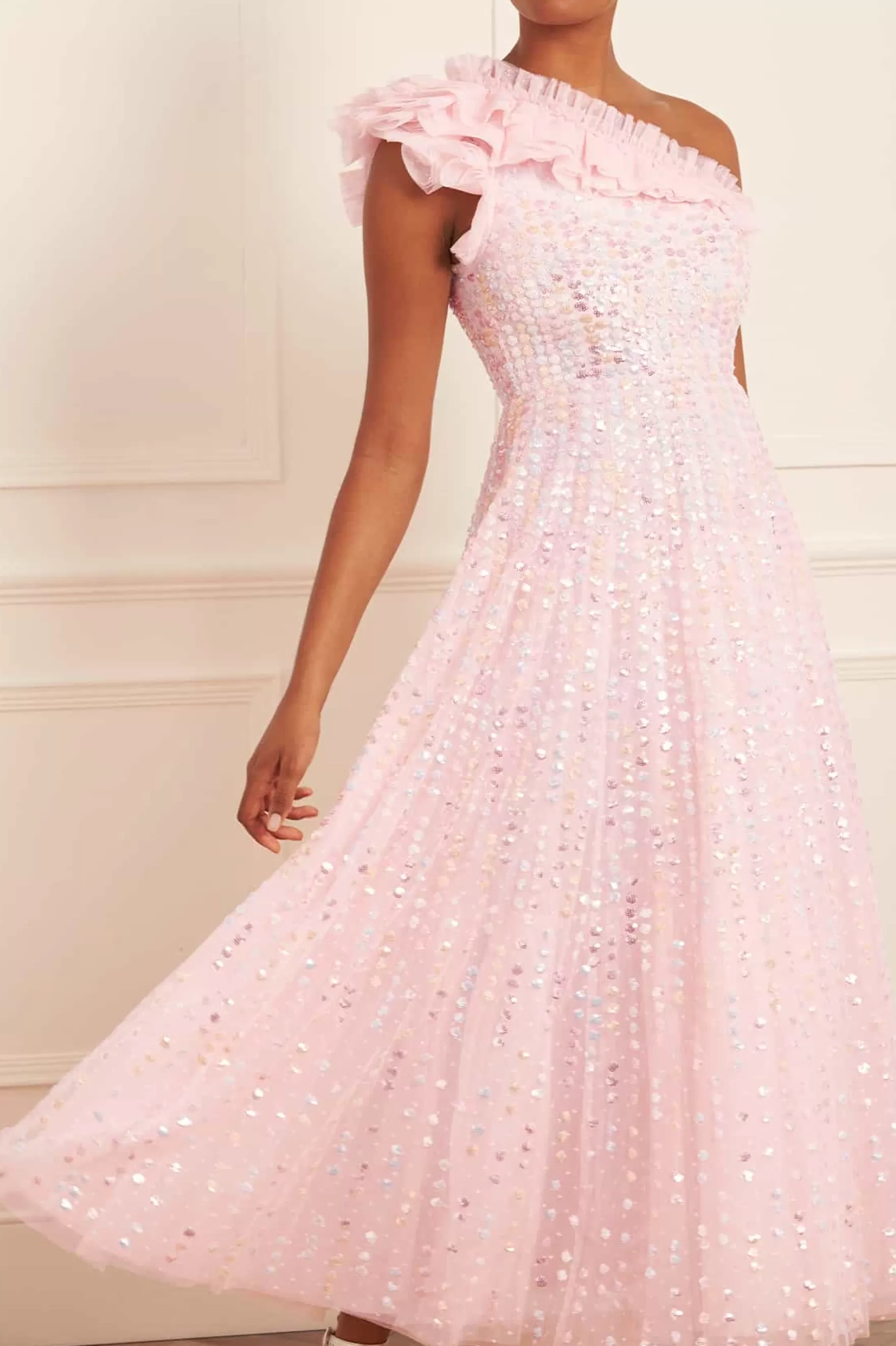 Needle & Thread Mother of the Bride | Mummy & Me>Raindrop One-Shoulder Ankle Gown Pink