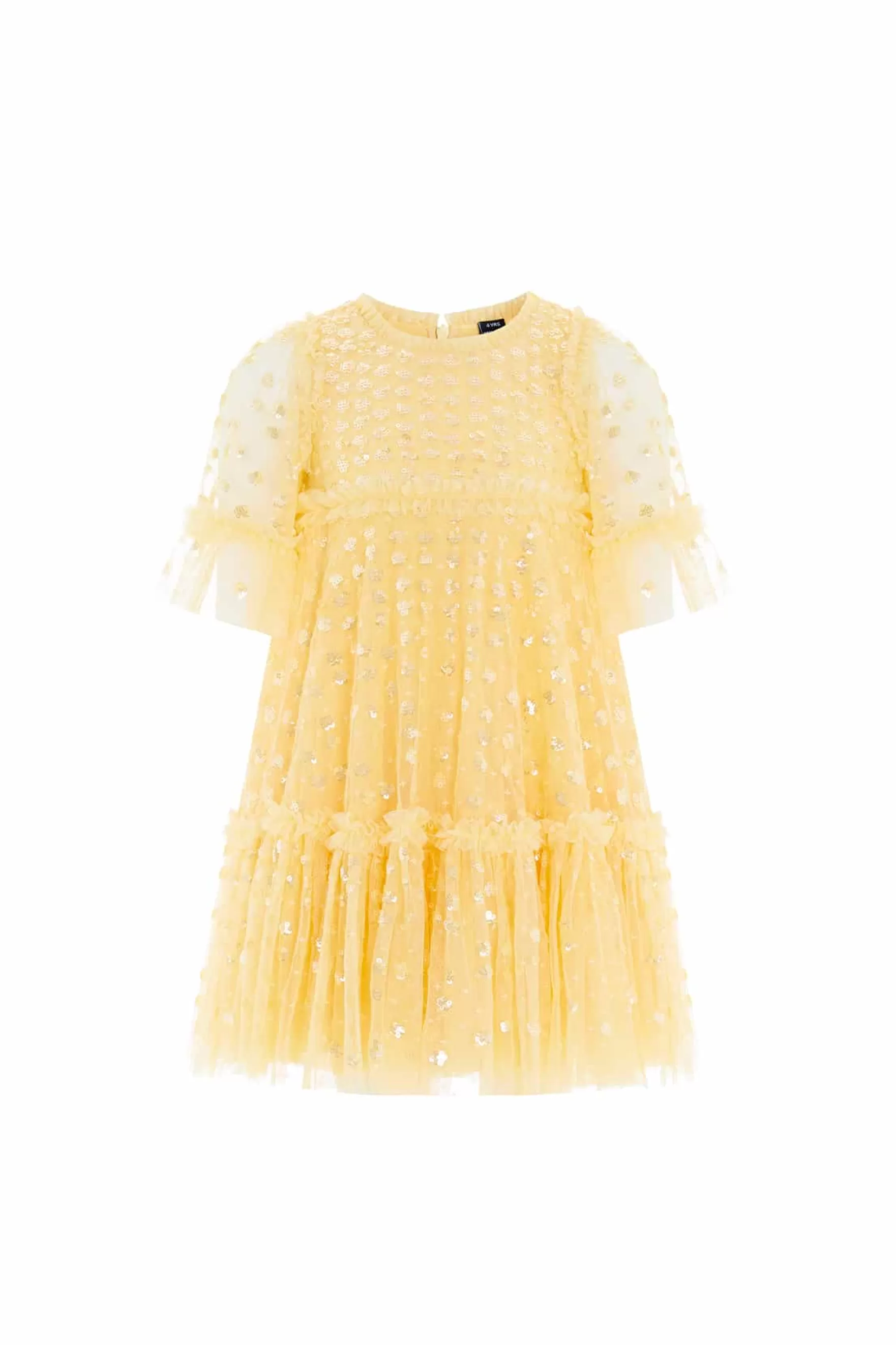 Needle & Thread Embellished Dresses | Responsibly Sourced>Raindrop Sequin Kids Dress Yellow