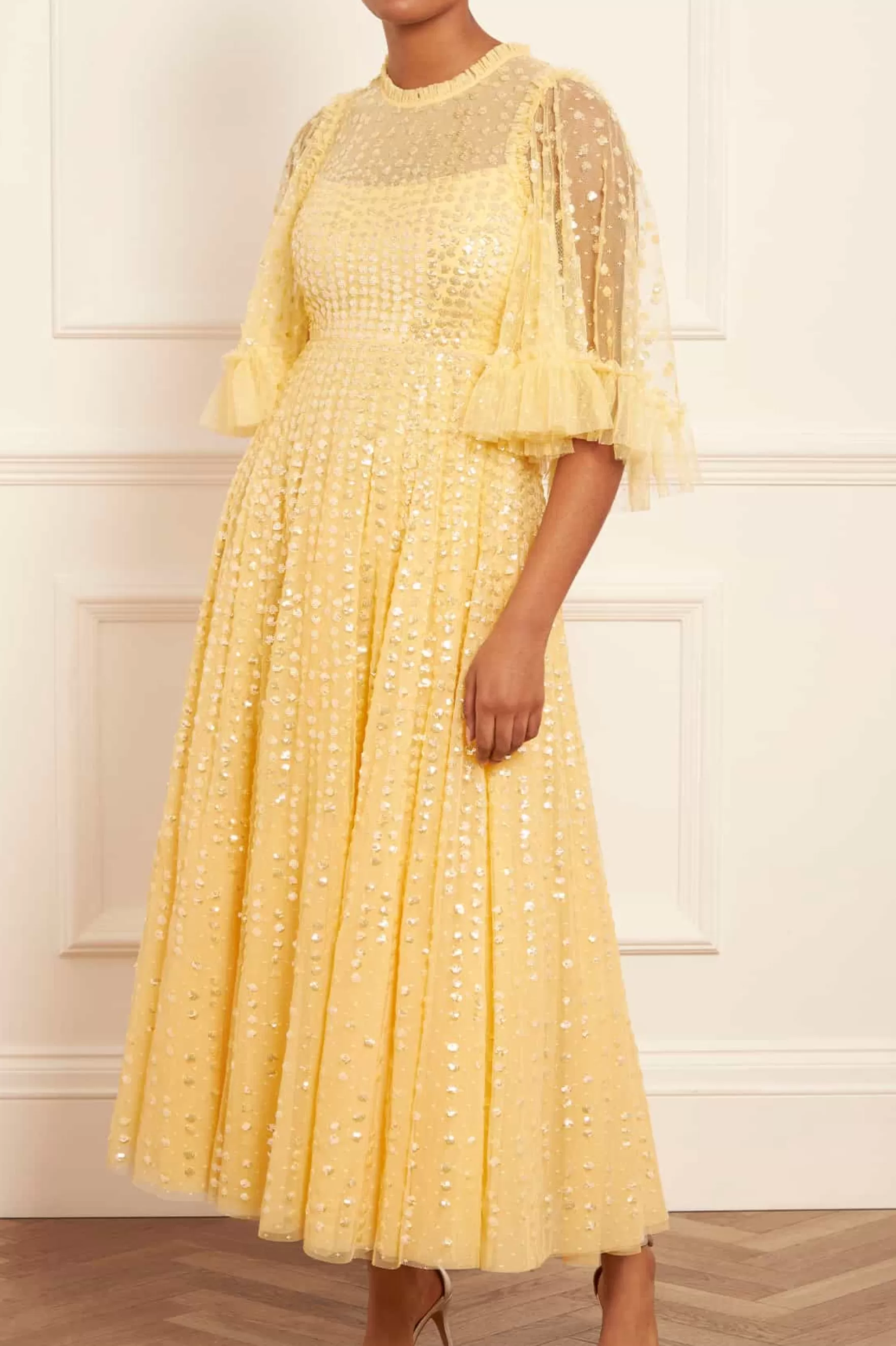 Needle & Thread Bridesmaid | Mummy & Me>Raindrop Short Sleeve Ankle Gown Yellow