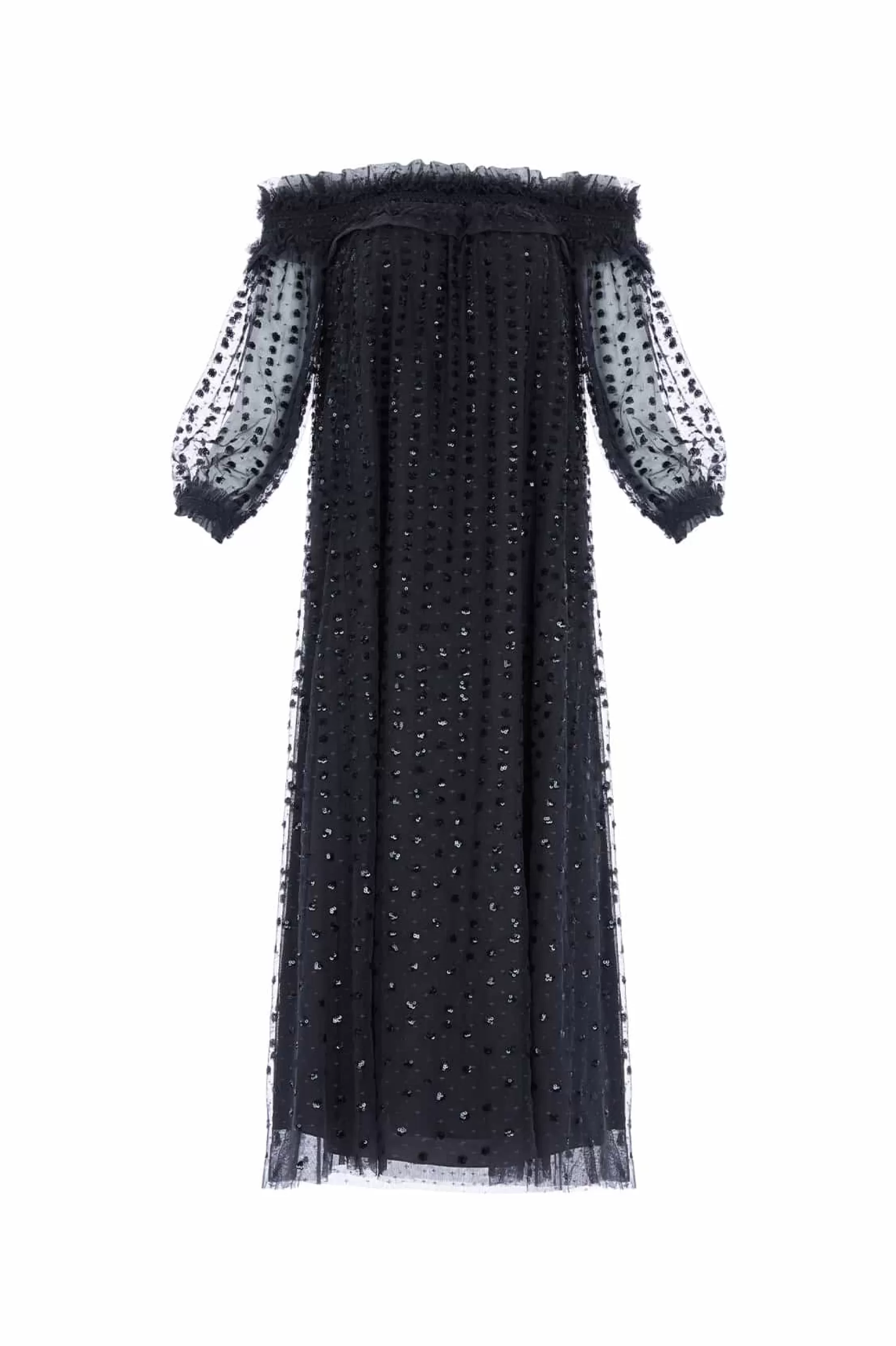 Needle & Thread Plus Size | Evening Dresses>Raindrop Smocked Off-Shoulder Ballerina Dress Black