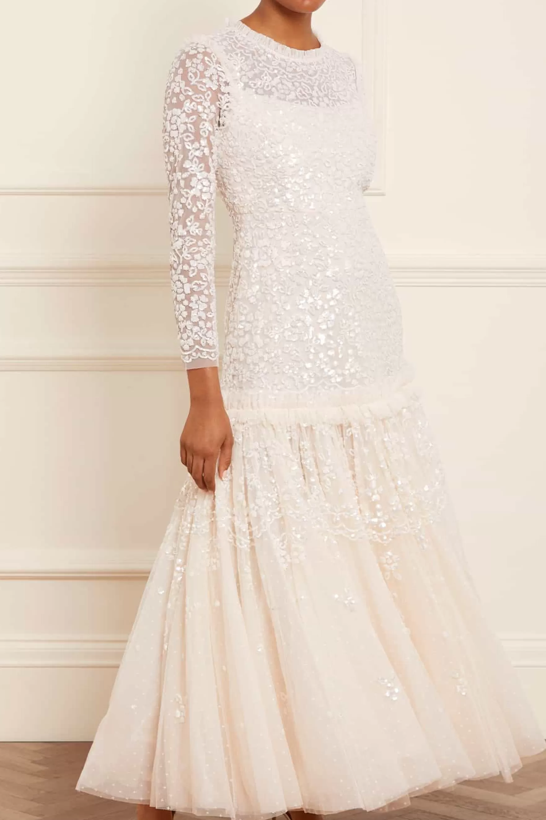 Needle & Thread Bridal | Evening Dresses>Regal Rose Gloss Long Sleeve Gown Champagne