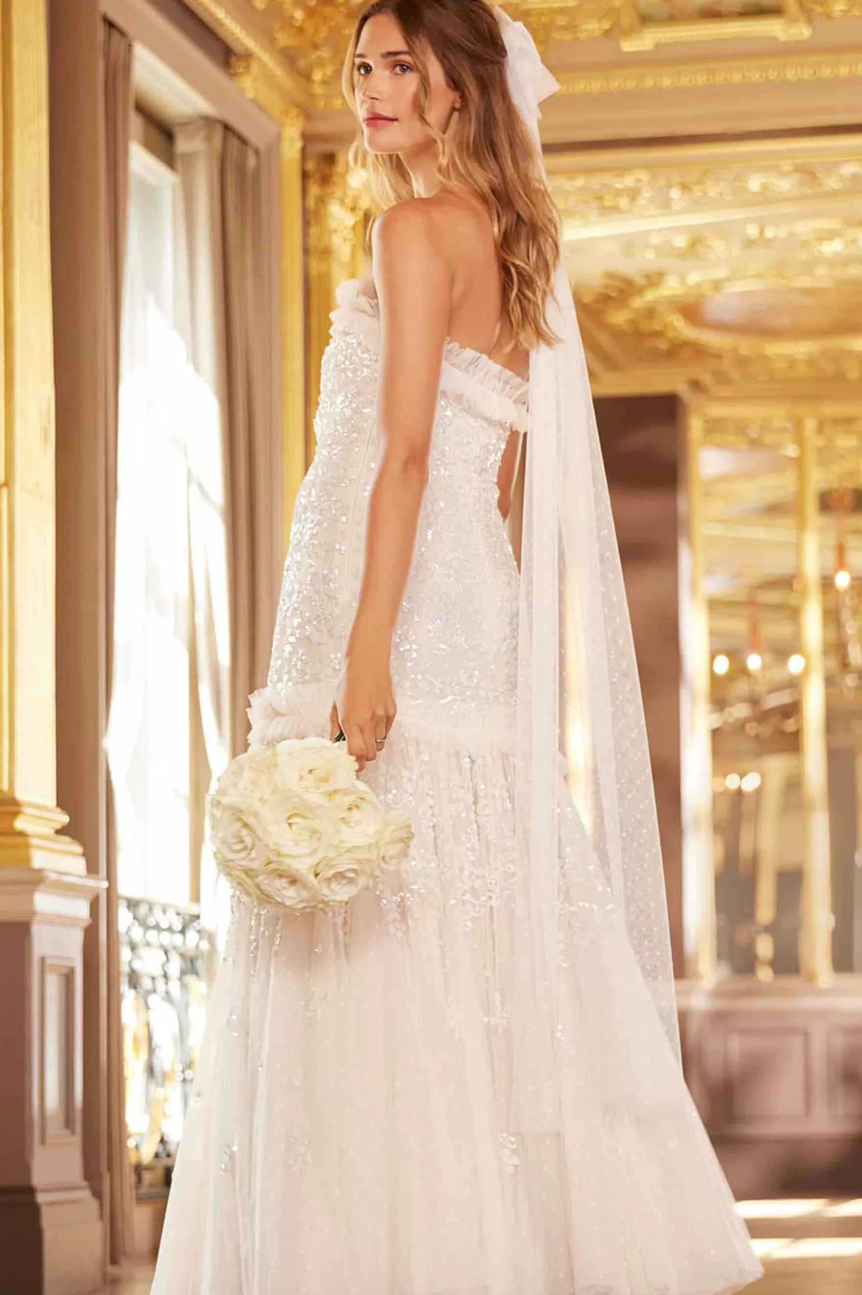 Needle & Thread Bridal | Strapless Dresses>Regal Rose Gloss Strapless Gown Champagne