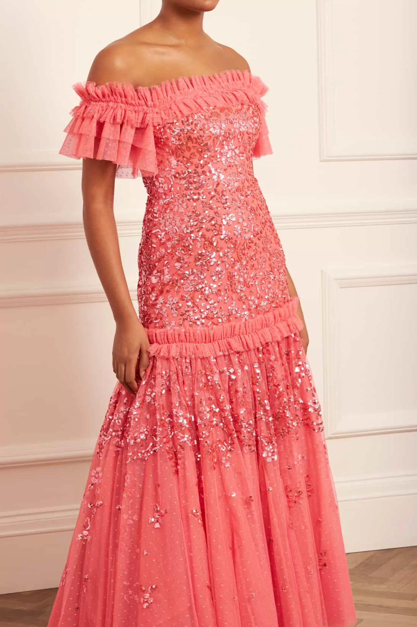 Needle & Thread Embellished Dresses | Responsibly Sourced>Regal Rose Off-Shoulder Gown Pink