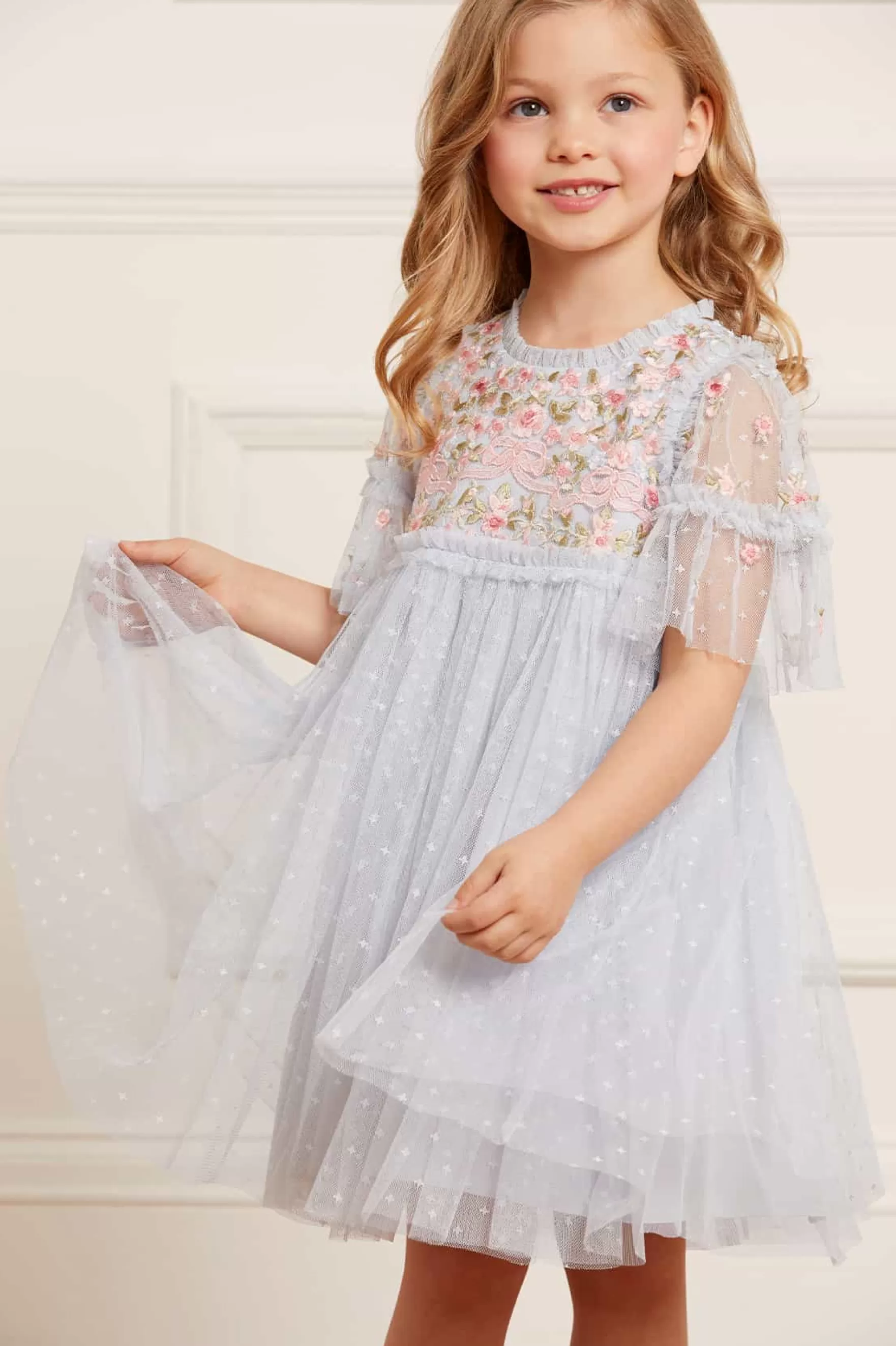 Needle & Thread Flower Girl | Flower Girl>Ribbon Bouquet Bodice Kids Dress Blue