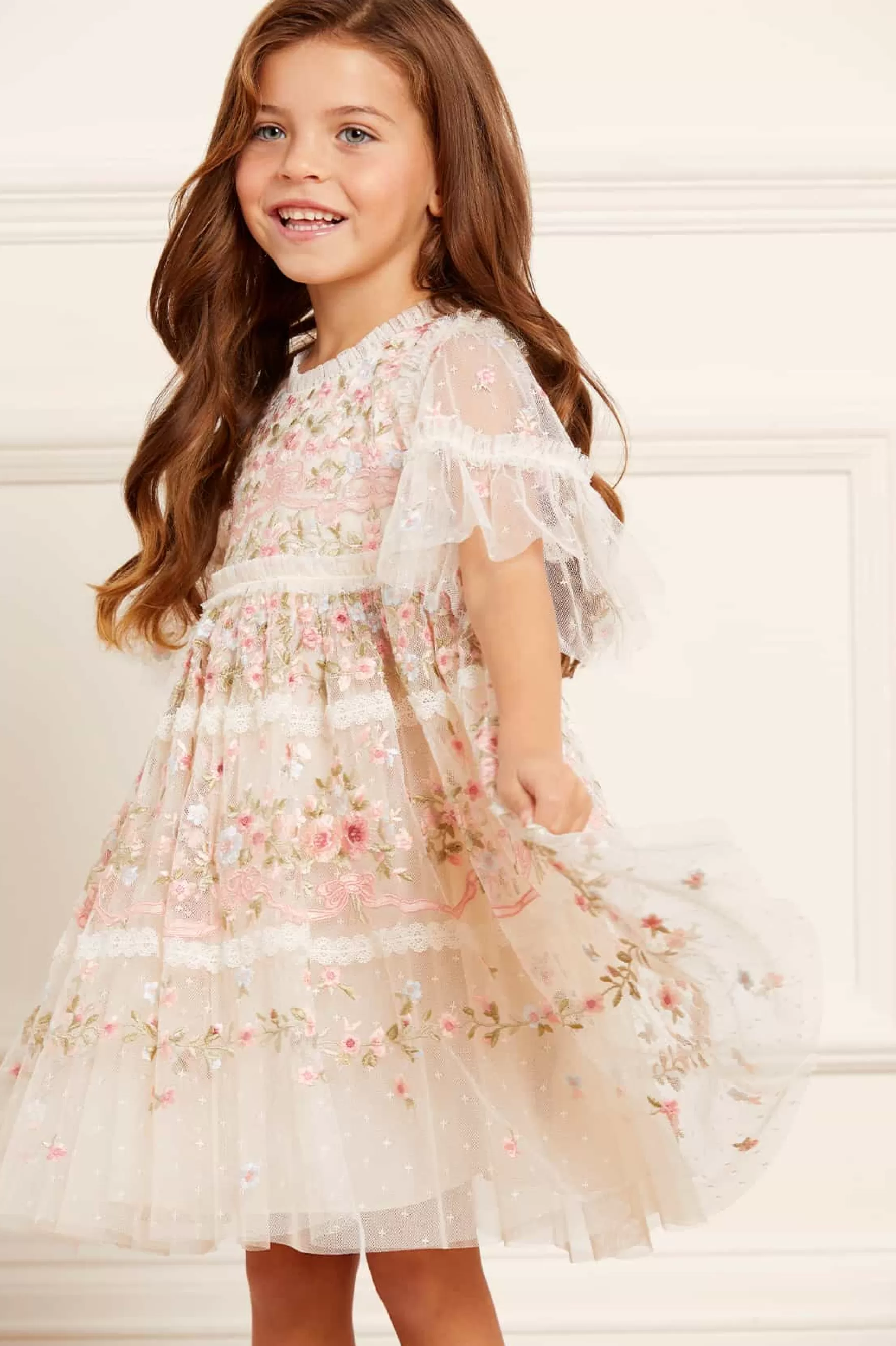 Needle & Thread Flower Girl | Flower Girl>Ribbon Bouquet Kids Dress Champagne