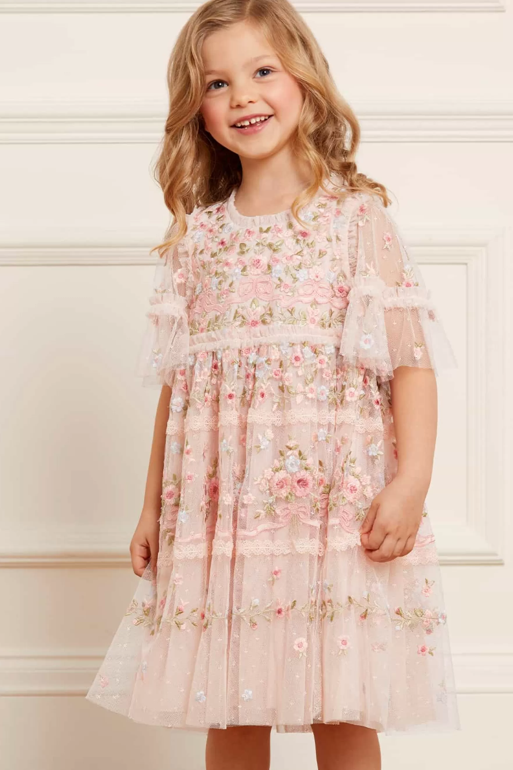 Needle & Thread Flower Girl | Flower Girl>Ribbon Bouquet Kids Dress Pink
