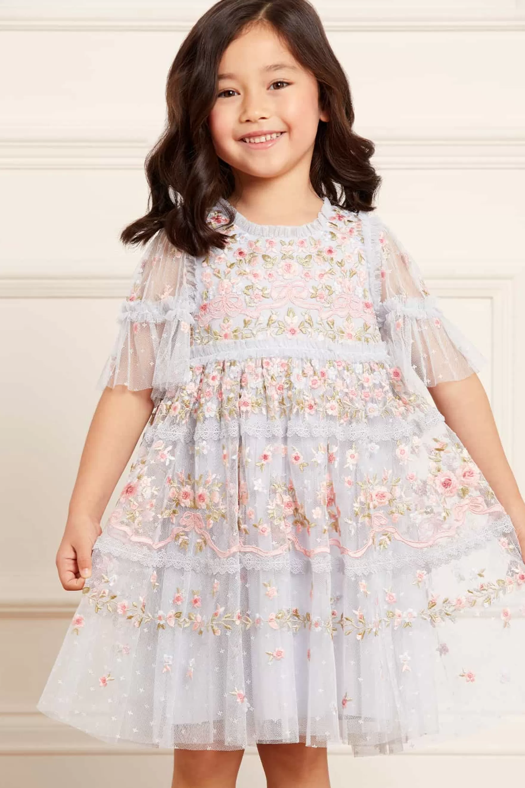 Needle & Thread Flower Girl | Flower Girl>Ribbon Bouquet Kids Dress Blue