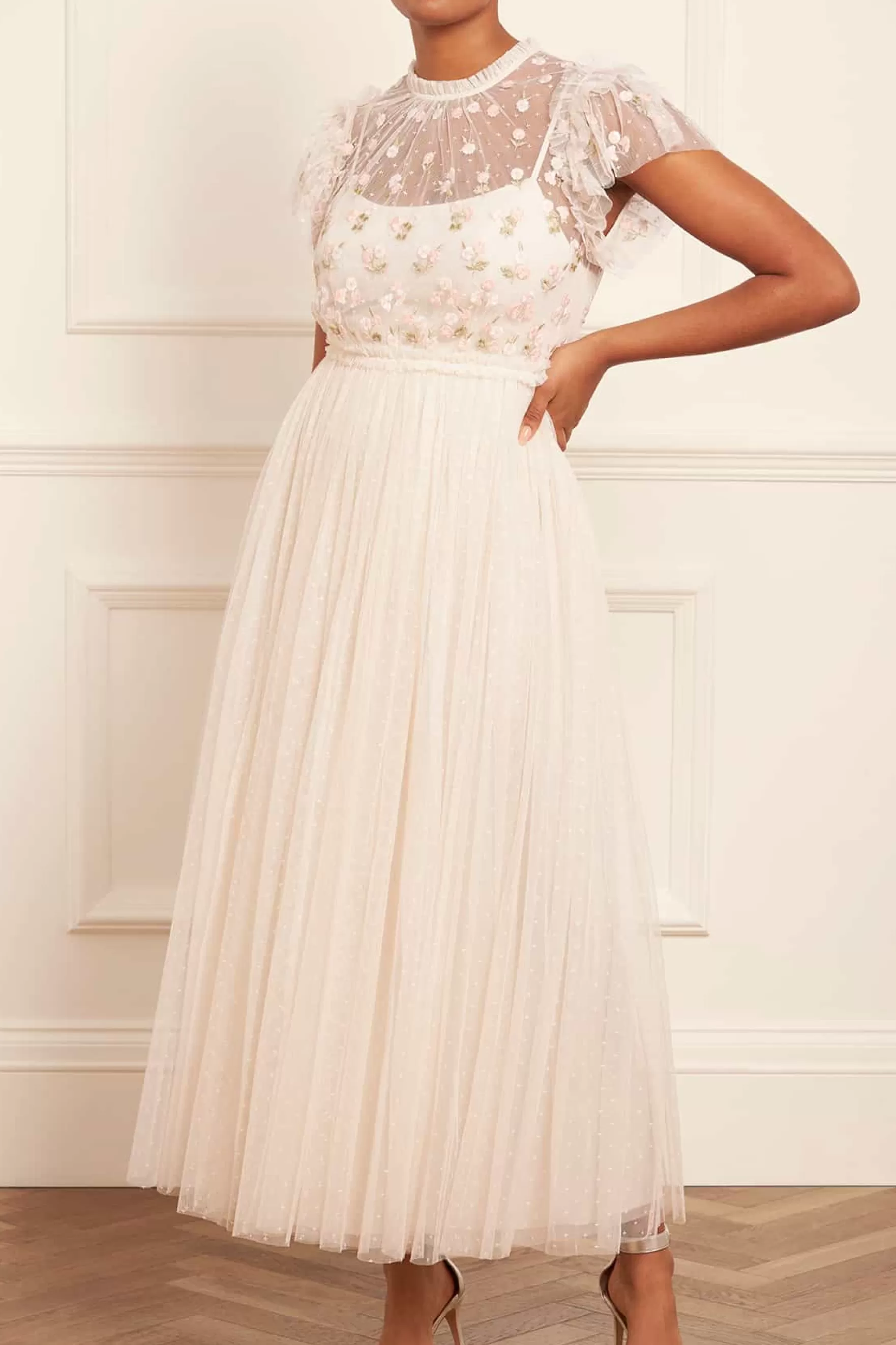 Needle & Thread Bridesmaid | Embellished Dresses>Rococo Bodice Ankle Gown Champagne