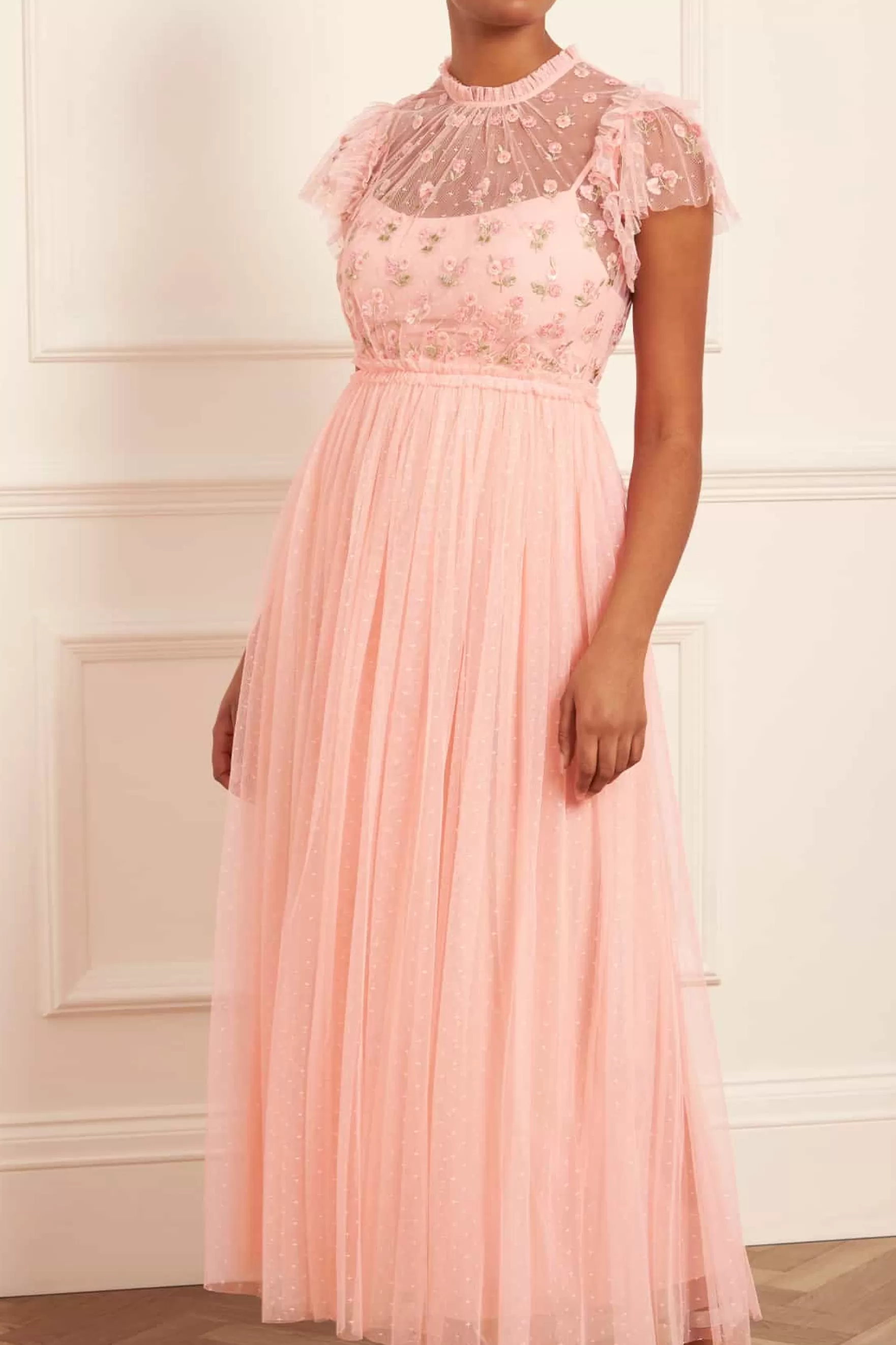 Needle & Thread Bridesmaid | Embellished Dresses>Rococo Bodice Ankle Gown Coral
