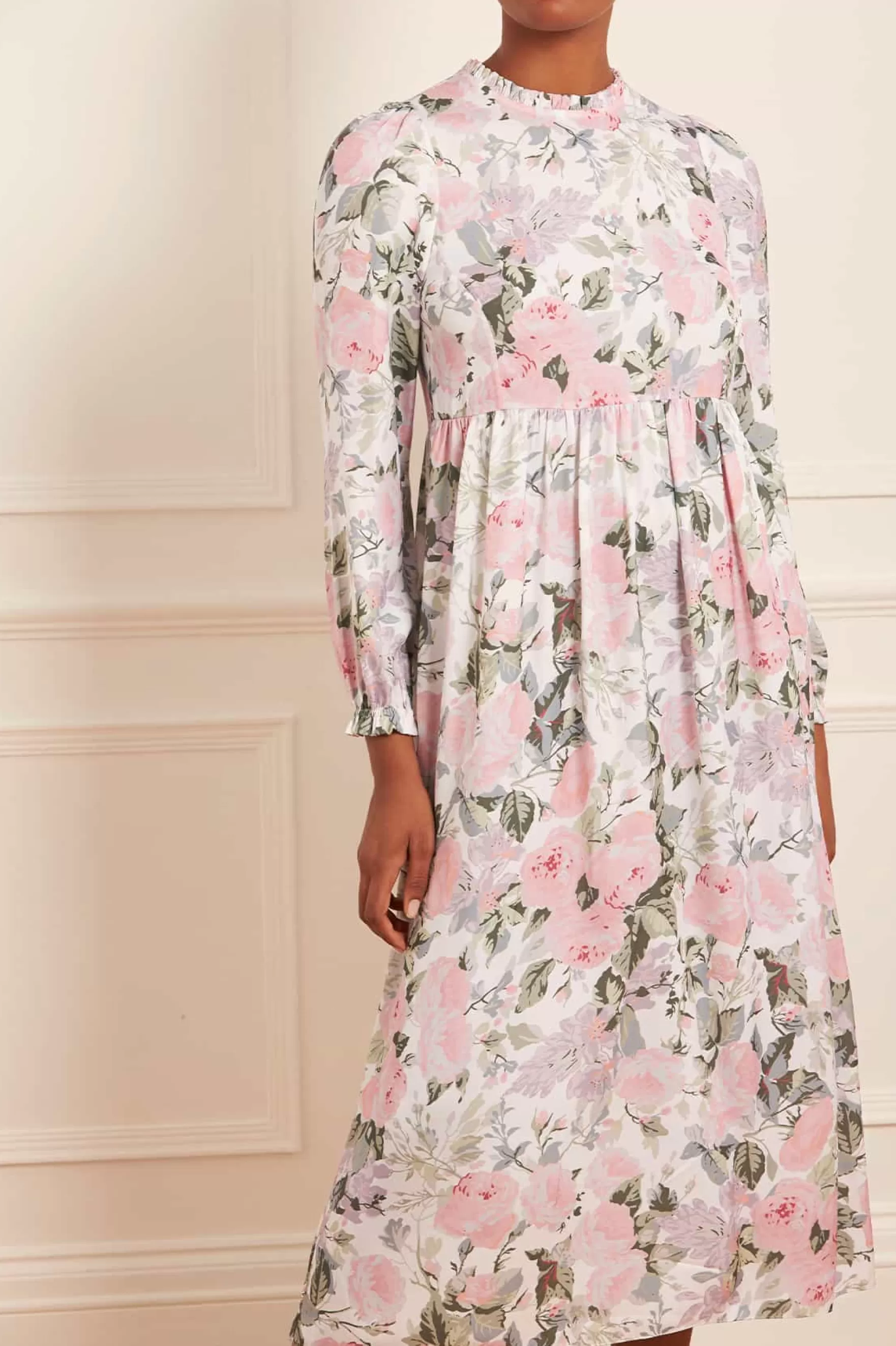 Needle & Thread Day Dresses | All-Womenswear>Rose Powder Crepe Long Sleeve Ankle Dress Multi