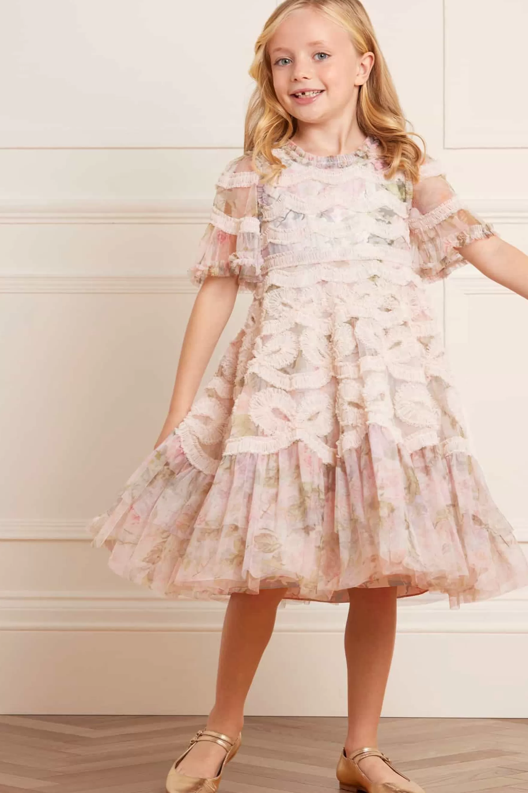 Needle & Thread Printed Dresses | Responsibly Sourced>Rose Powder Ingrid Kids Dress Multi