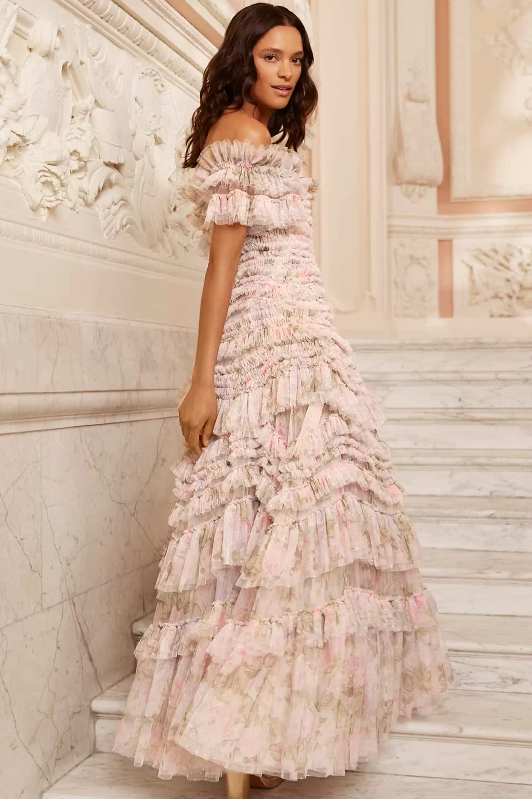 Needle & Thread Mother of the Bride | Evening Dresses>Rose Powder Off-Shoulder Gown Multi